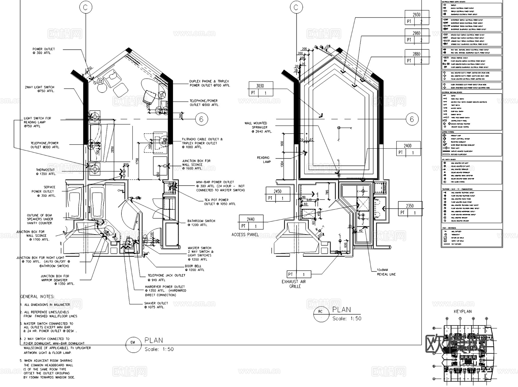 重庆希尔顿酒店室内工装CAD施工图cad施工图