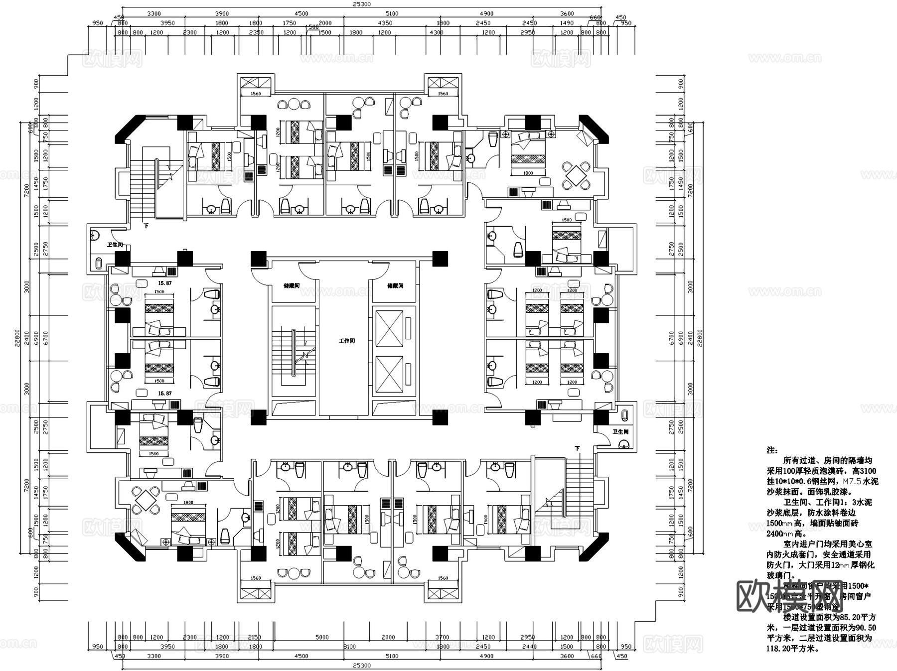 亲江一帆宾馆酒店室内工装CAD施工图cad施工图