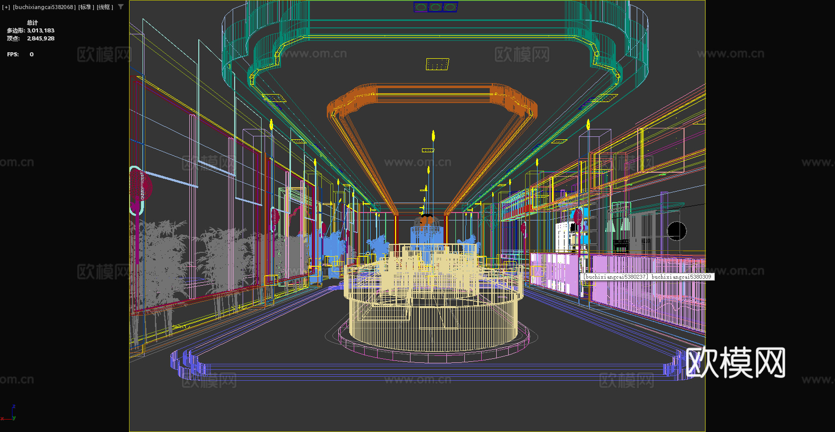新中式餐厅 餐厅 海鲜餐厅 百叶 前台 餐馆 饭店3d模型下载（渲染图2）