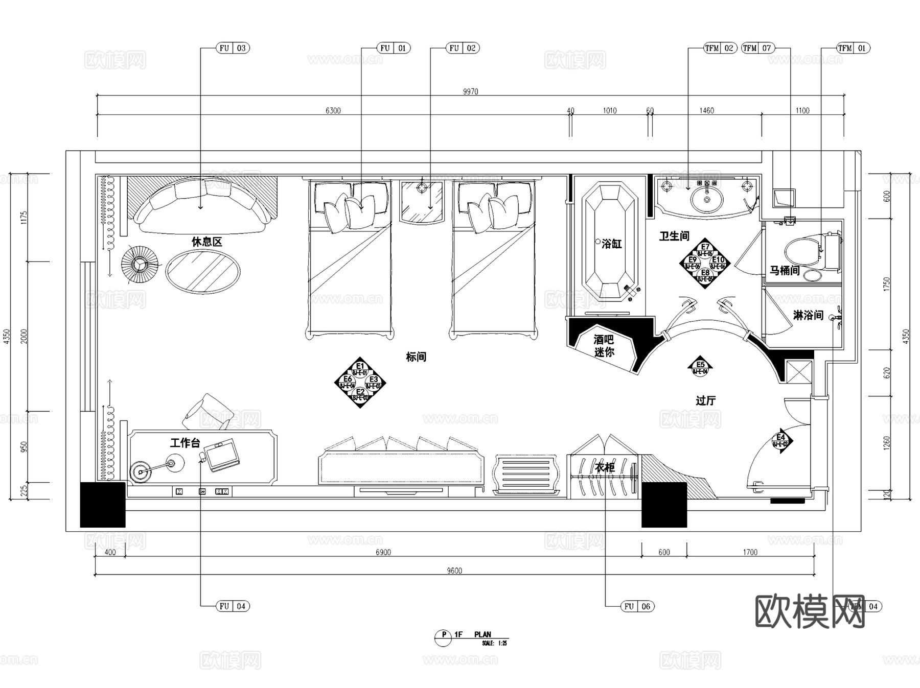 鄂尔多斯万佳大酒店室内工装CAD施工图cad施工图