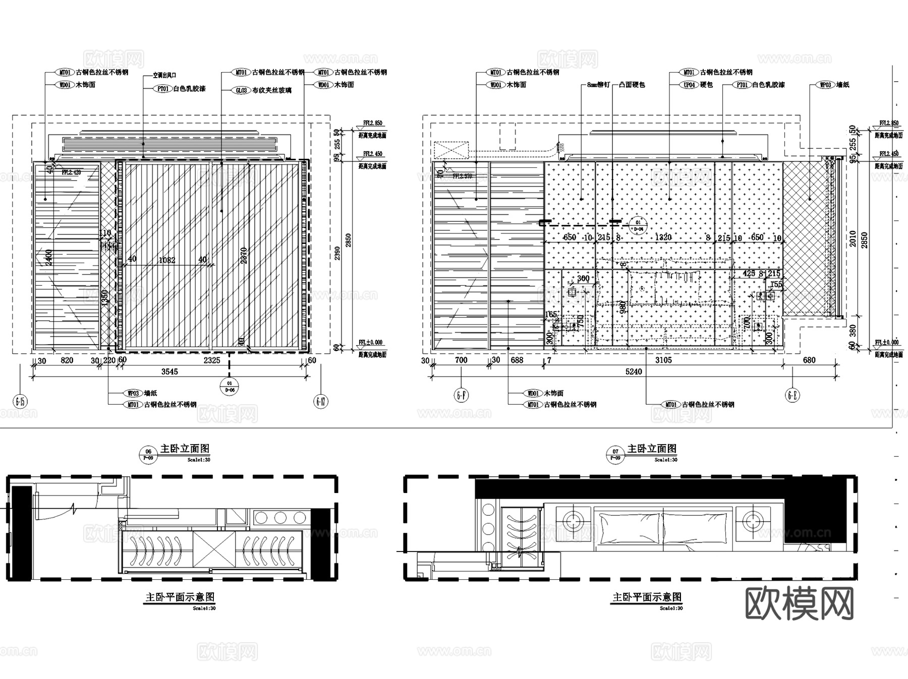 壹方中心6A户型样板房室内家装CAD施工图整套cad施工图