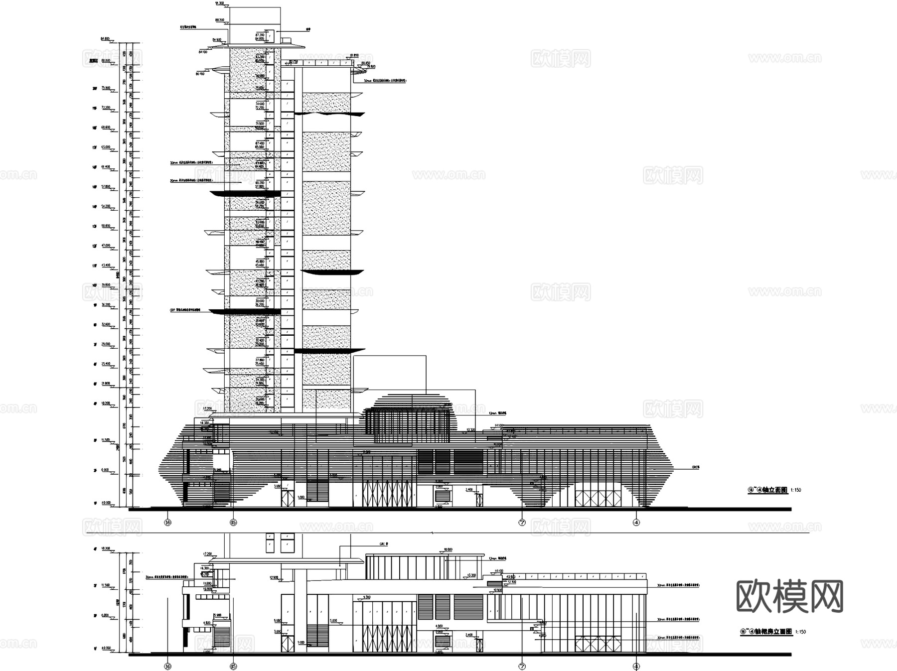 鲁能三亚山海天酒店三期建筑CAD施工图整套cad施工图