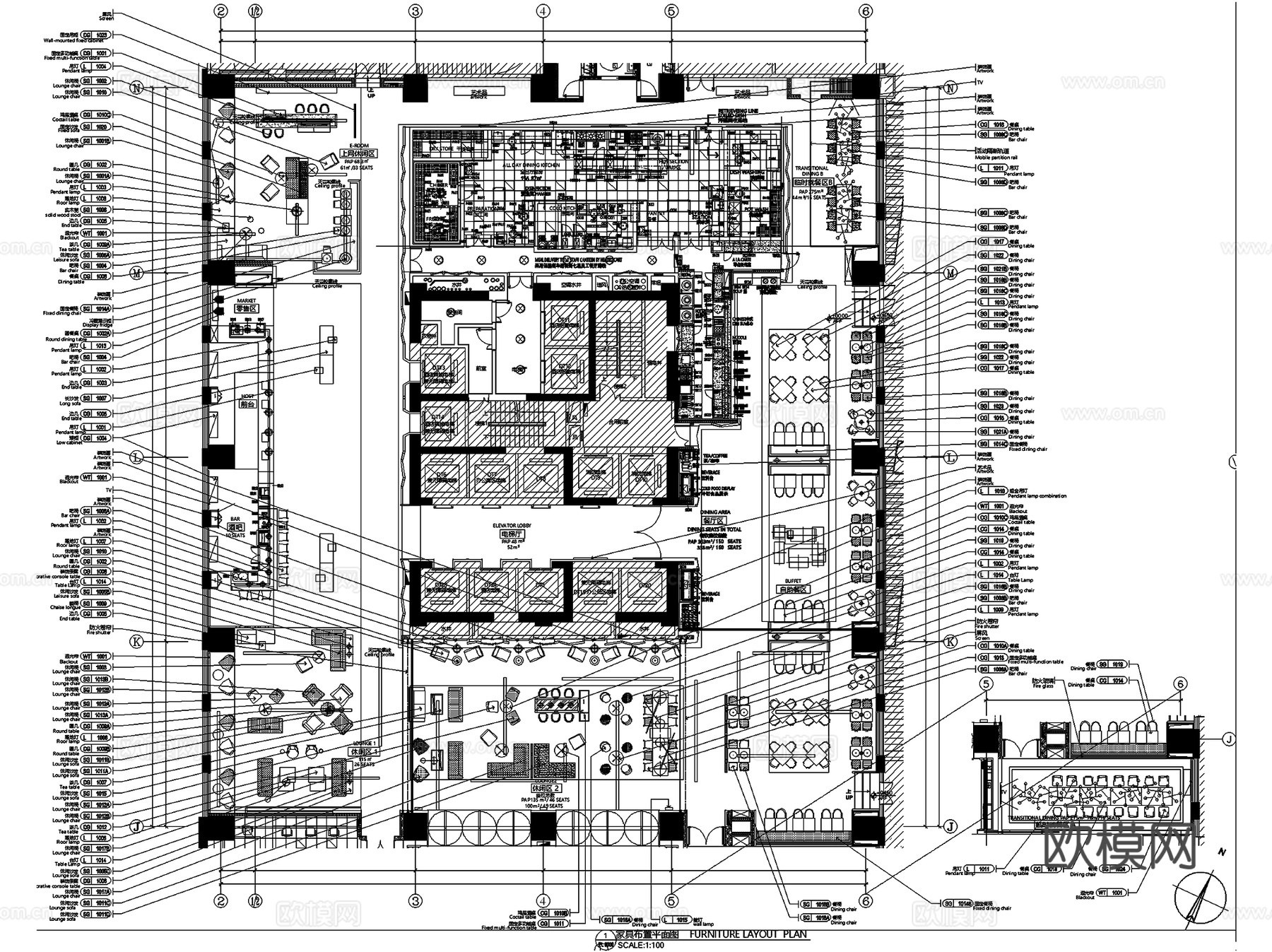 洛阳凯悦酒店室内工装平面CAD施工图+文本cad施工图