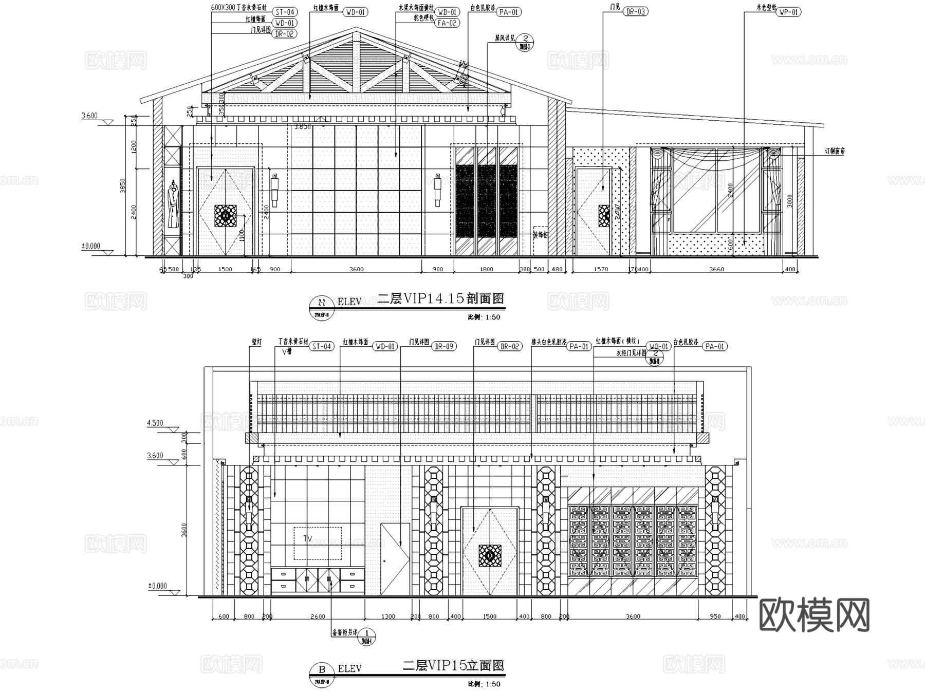 牡丹苑大酒店餐厅室内工装CAD施工图cad施工图