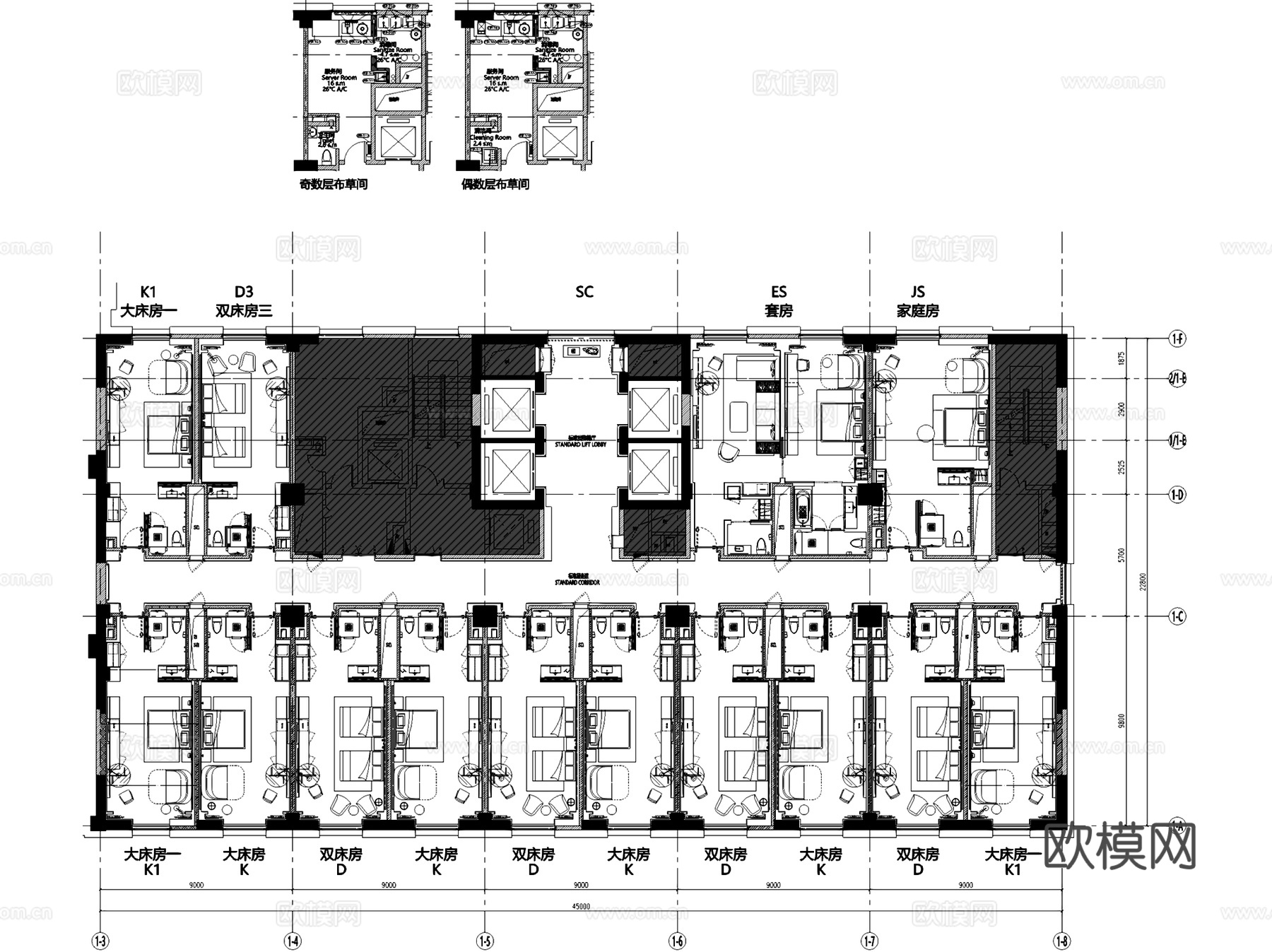天津陆家嘴广场万怡酒店室内工装CAD施工图整套cad施工图