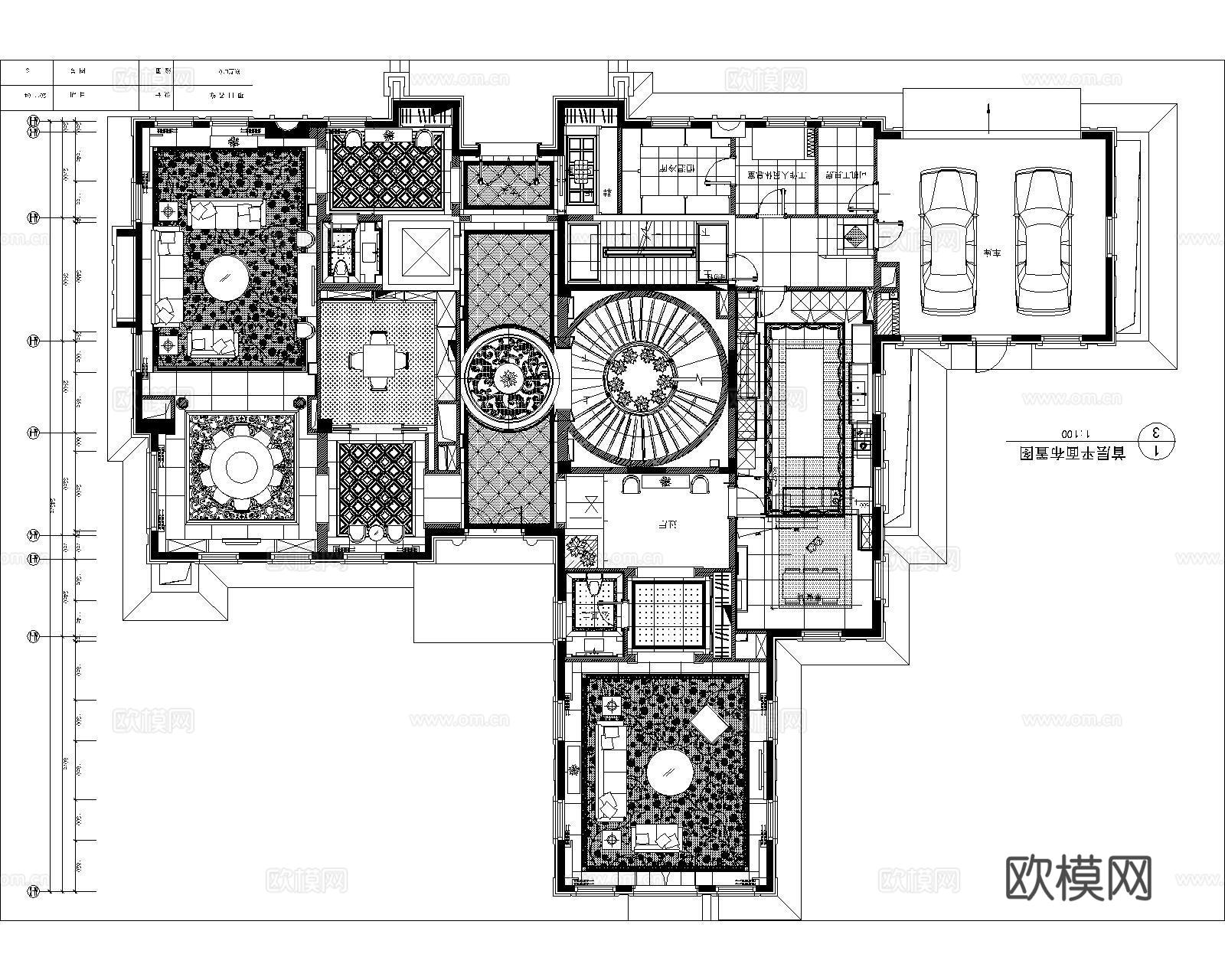 CCD富力500平别墅整套设计图cad施工图