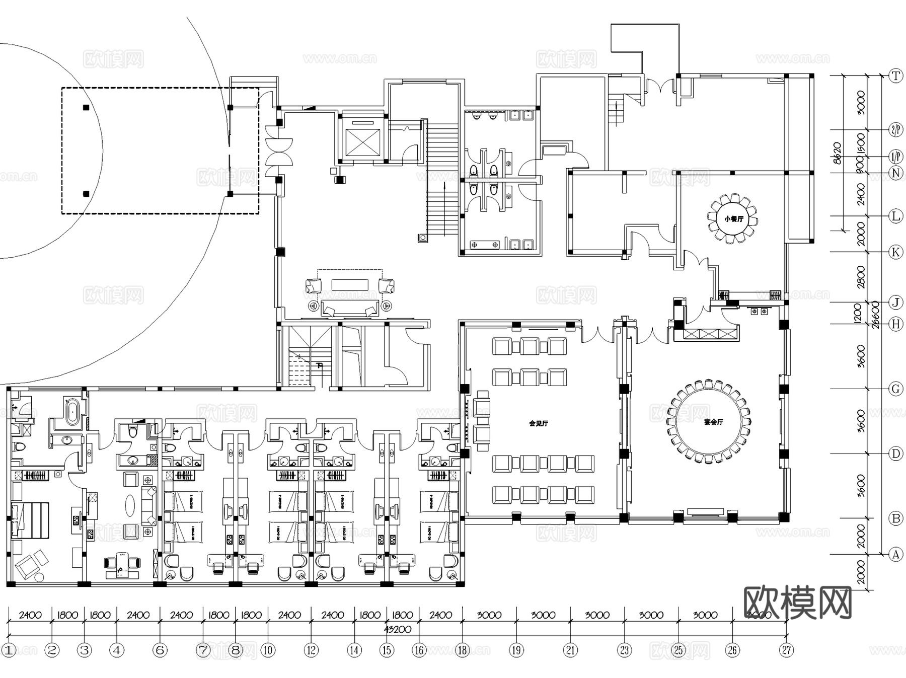 中式宾馆酒店室内工装CAD施工图cad施工图