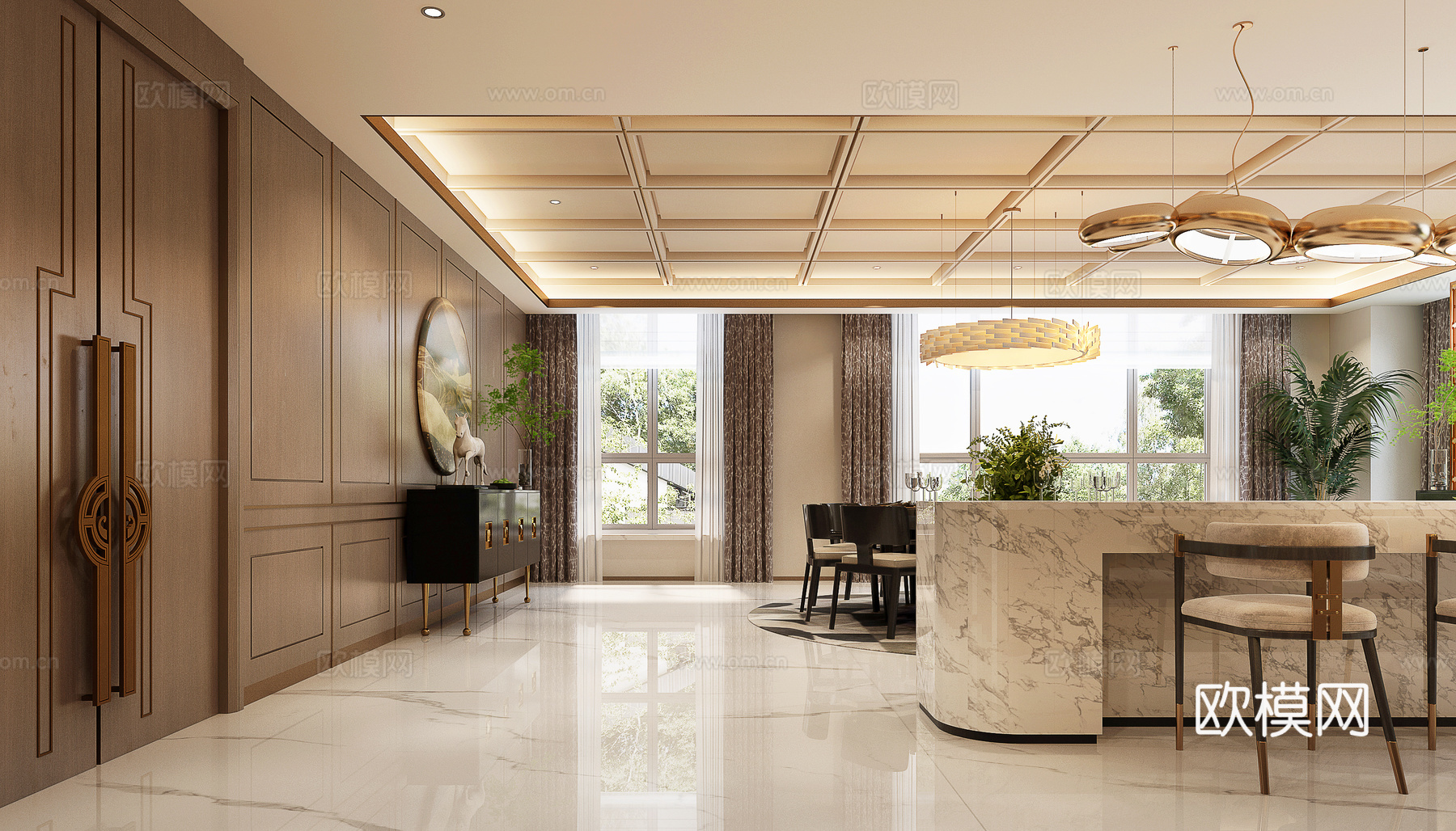 会所 意式轻奢会所 现代意式餐厅 意式餐厅 意式轻奢餐厅3d模型下载