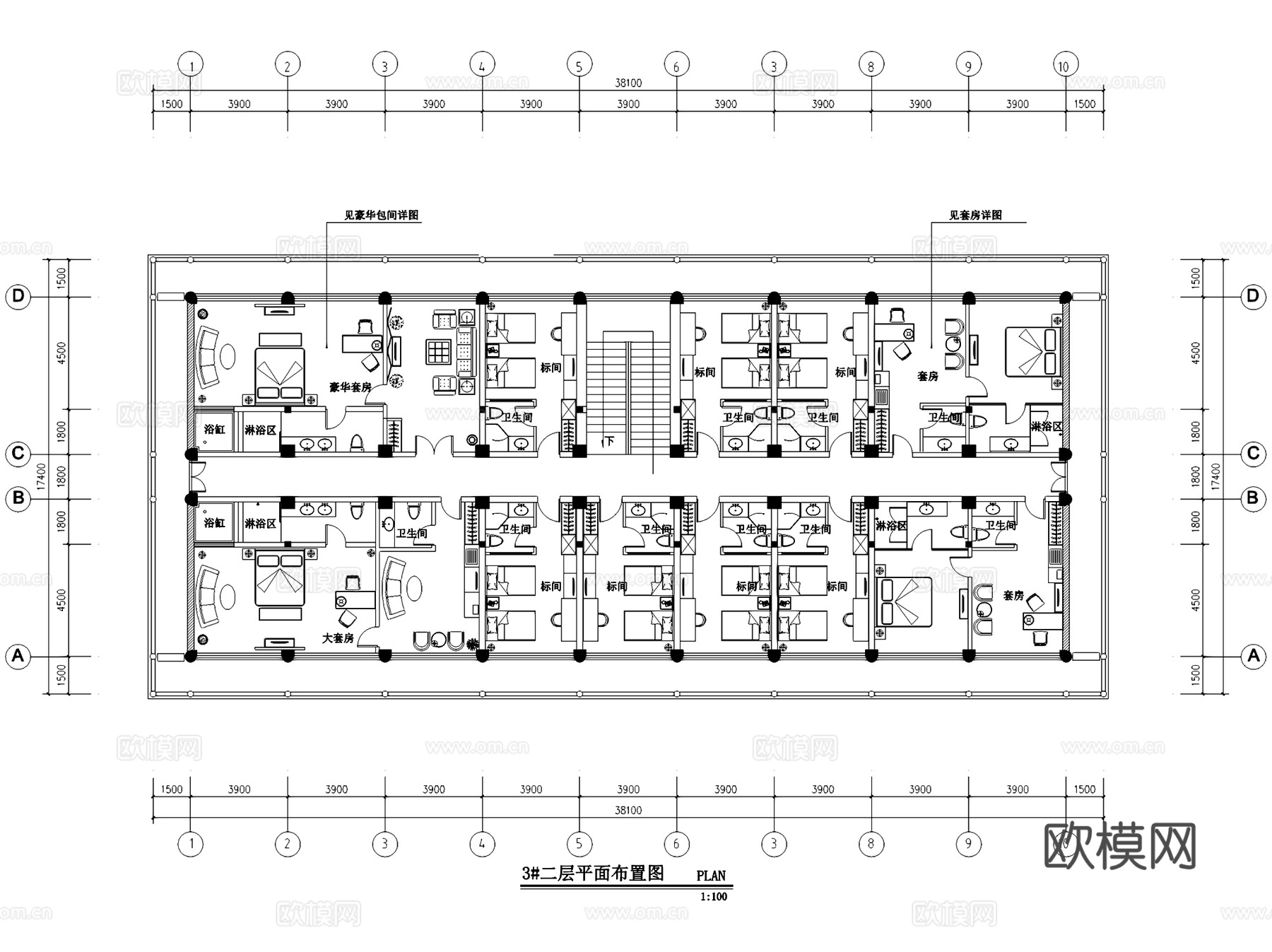 铜川牡丹人家同春养生酒店室内工装平面系统图CAD施工图cad施工图
