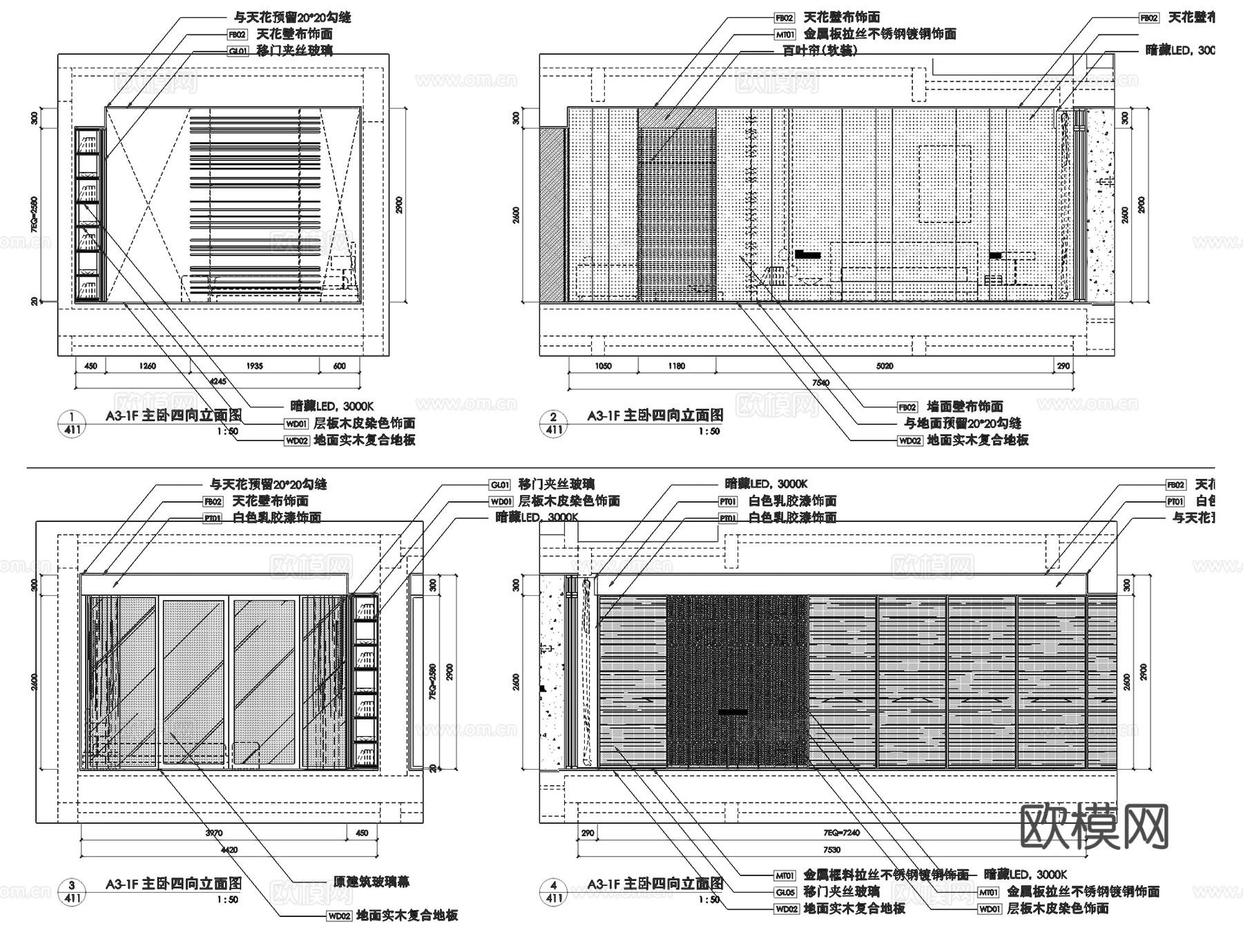 重庆万科鹅岭峰A3-1F户型室内家装CAD施工图整套cad施工图