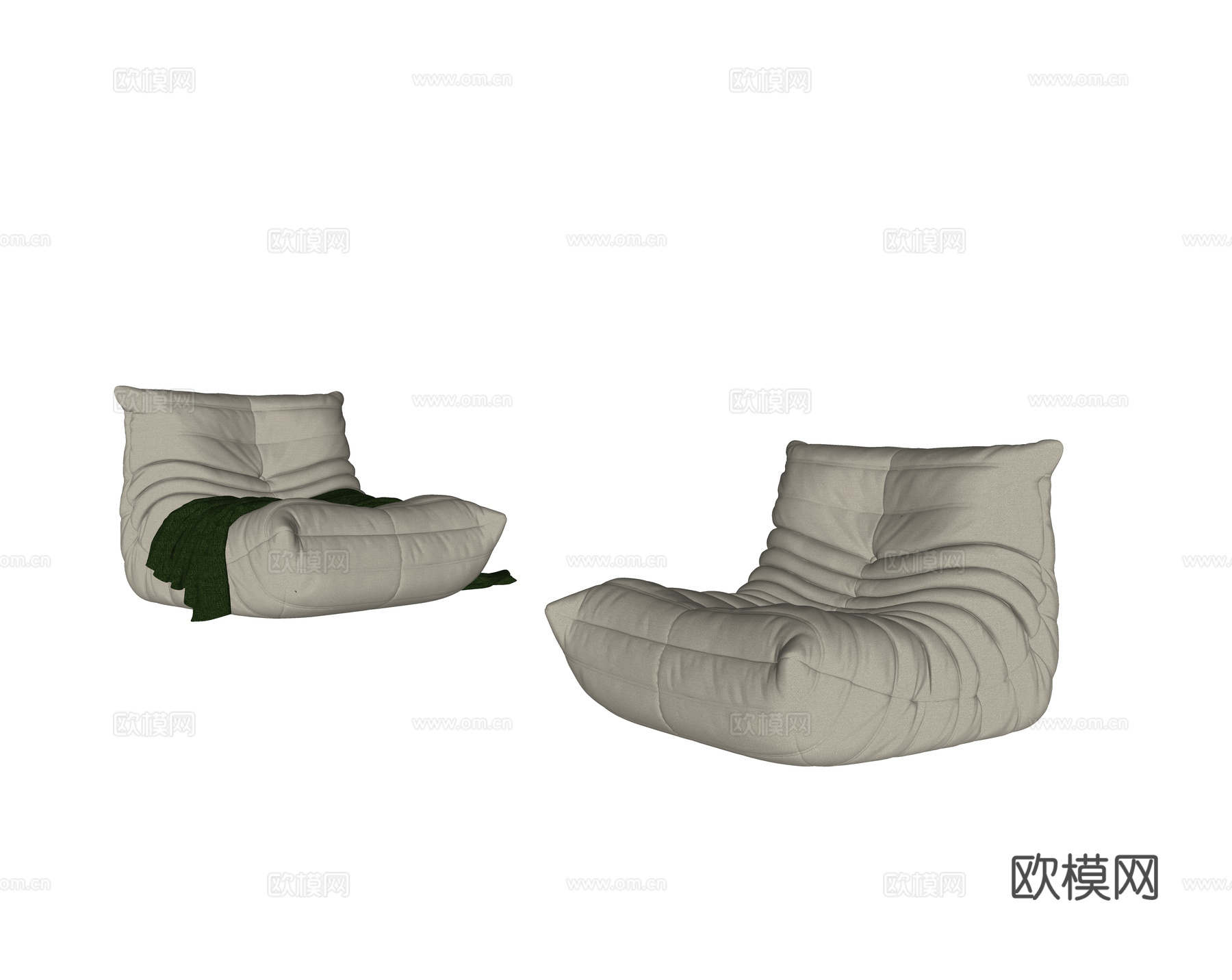 现代懒人沙发 布艺沙发 毛毛虫沙发su模型
