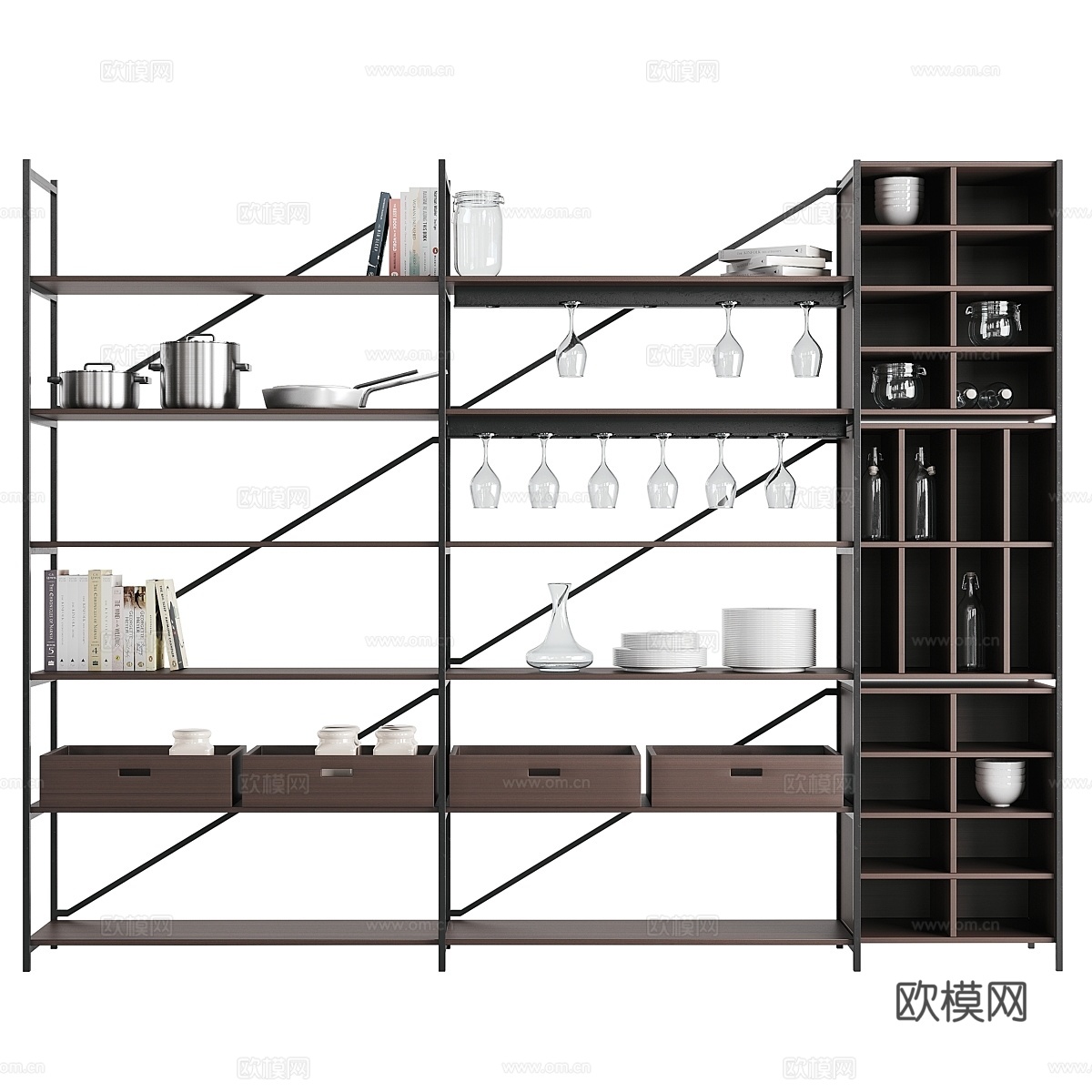 RIG模块化厨房系统厨具架3d模型下载