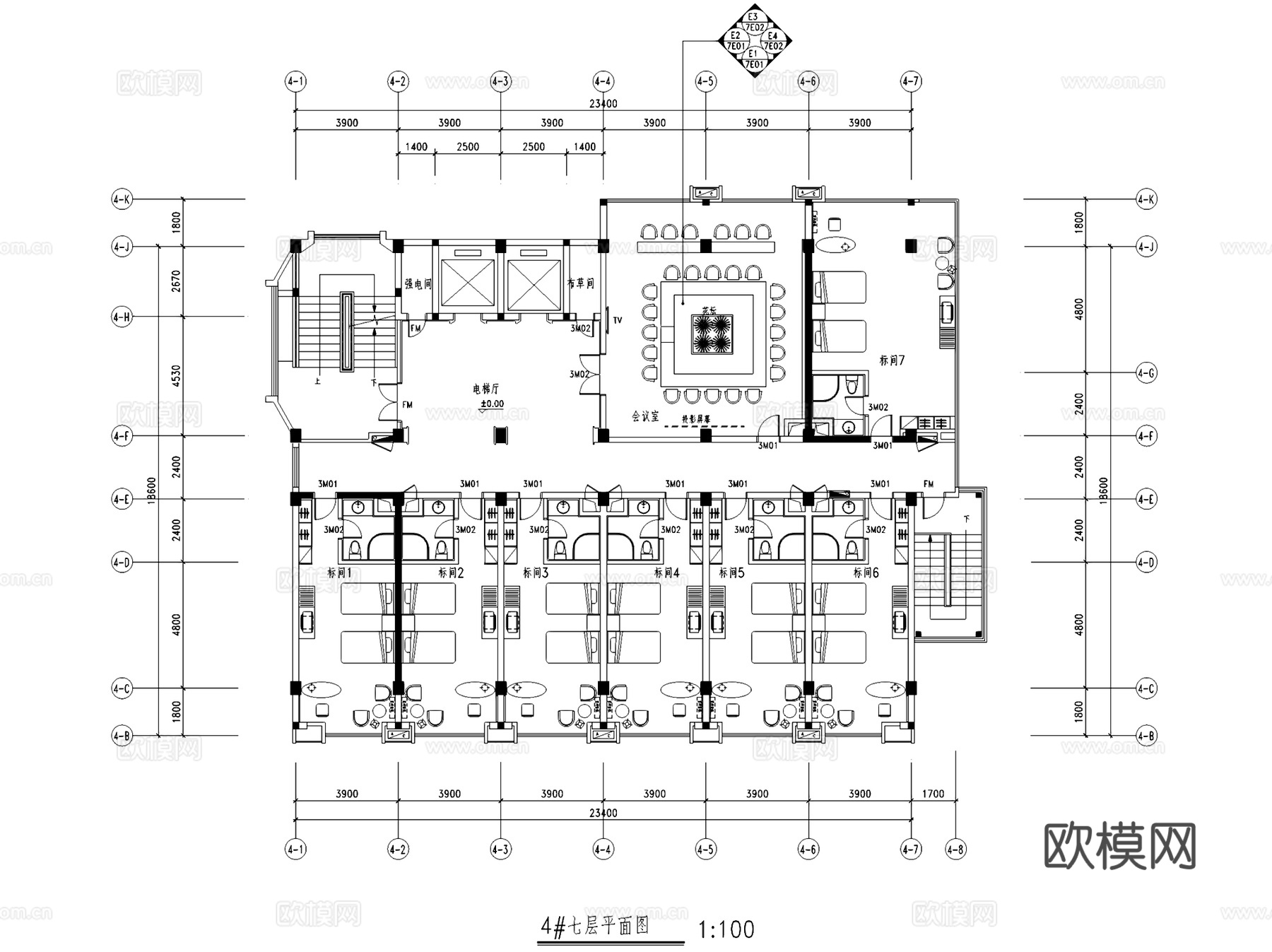 厦门天地人酒店室内工装CAD施工图cad施工图