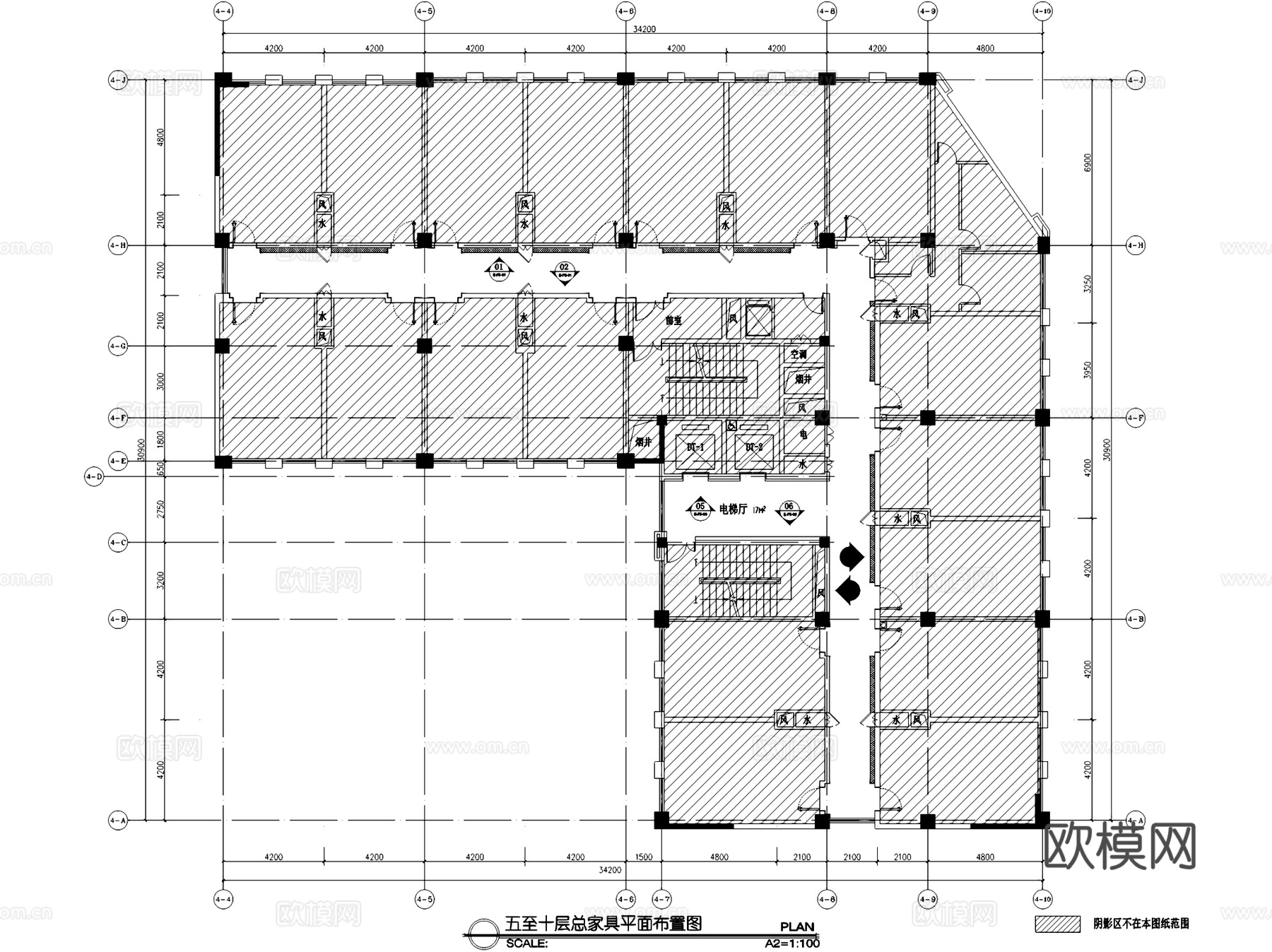 希尔顿欢朋酒店公区及客房样板房室内工装CAD施工图cad施工图