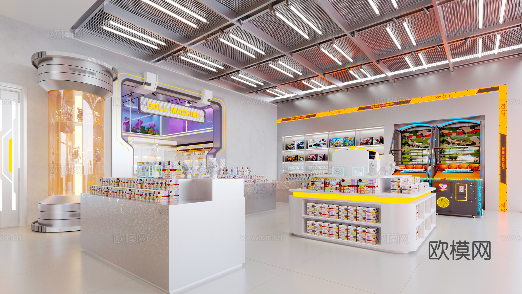 现代潮玩玩具店3d模型下载（渲染图2）