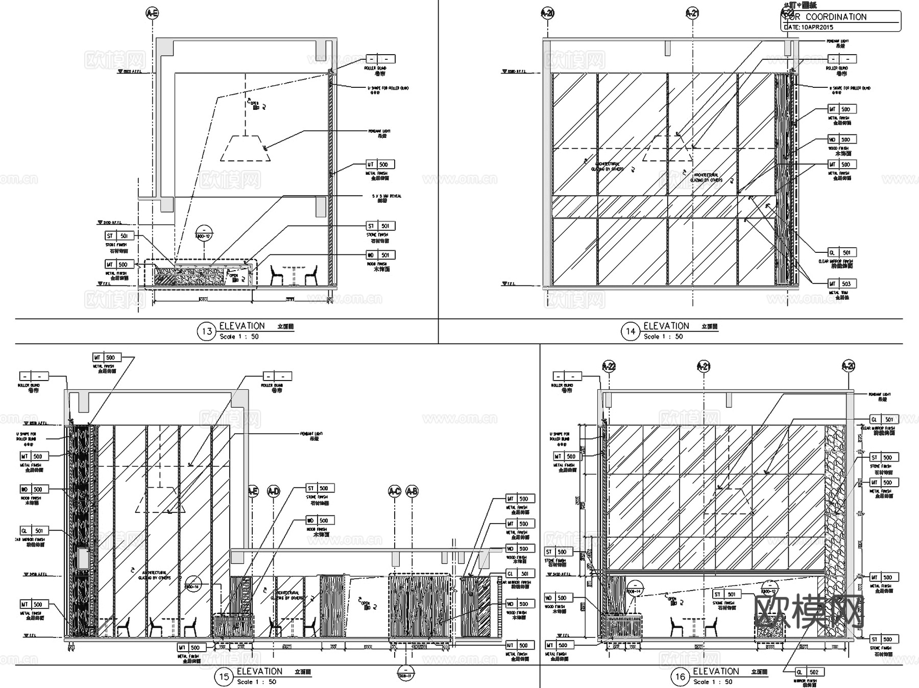 合肥洲际酒店公区室内工装CAD施工图cad施工图