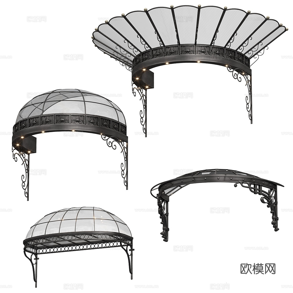 经典遮阳篷。4款型号3d模型下载