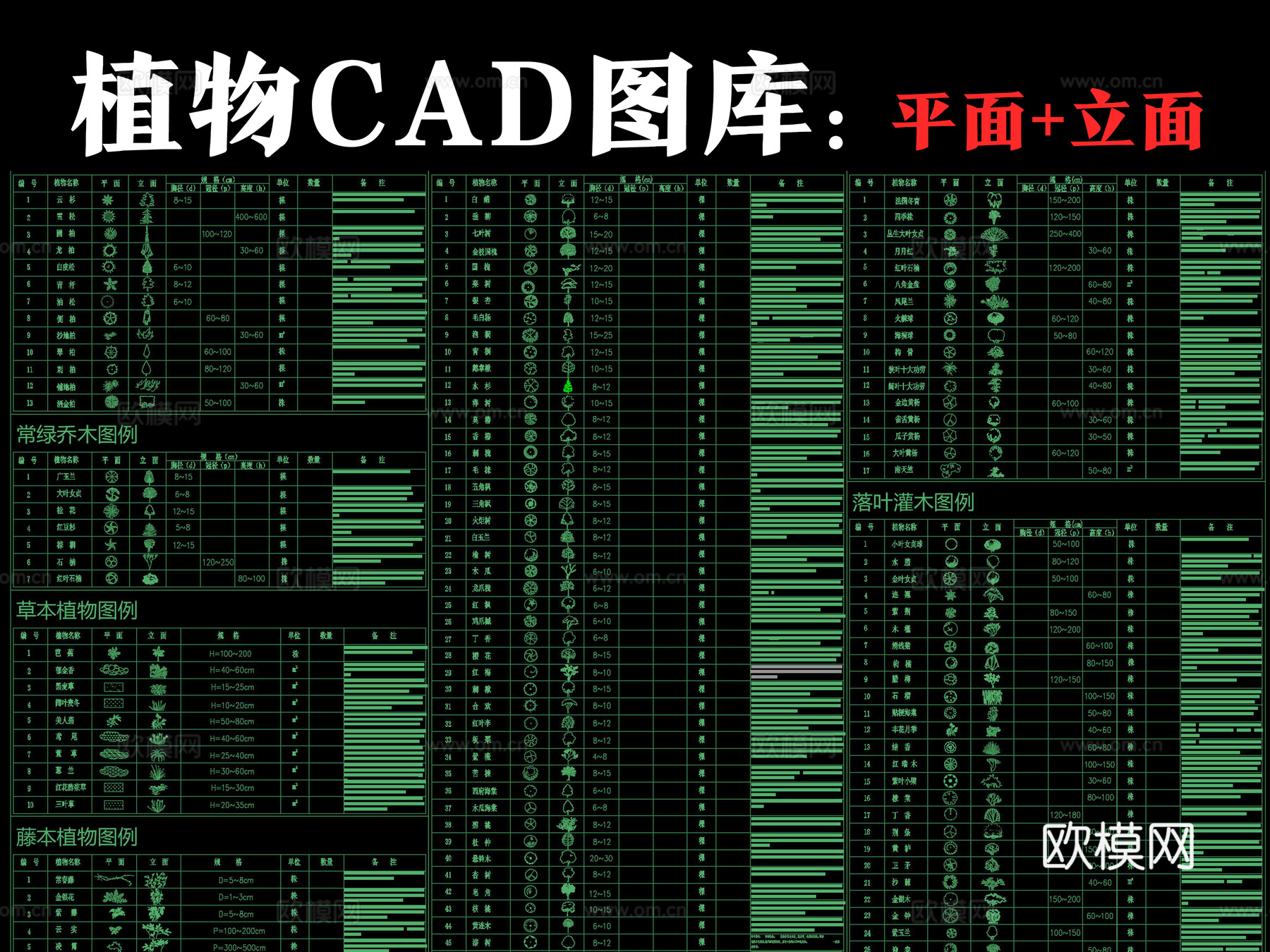 植物CAD平立面图库cad施工图