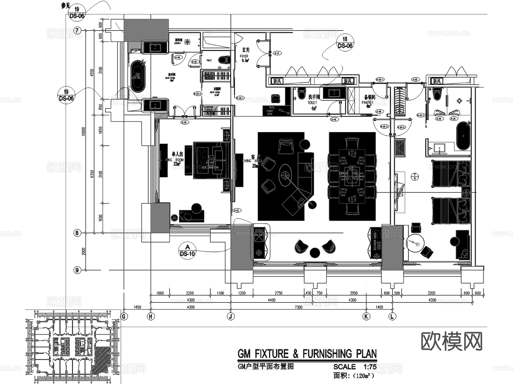 中山国际金融中心酒店总平面及客房室内工装CAD施工图cad施工图