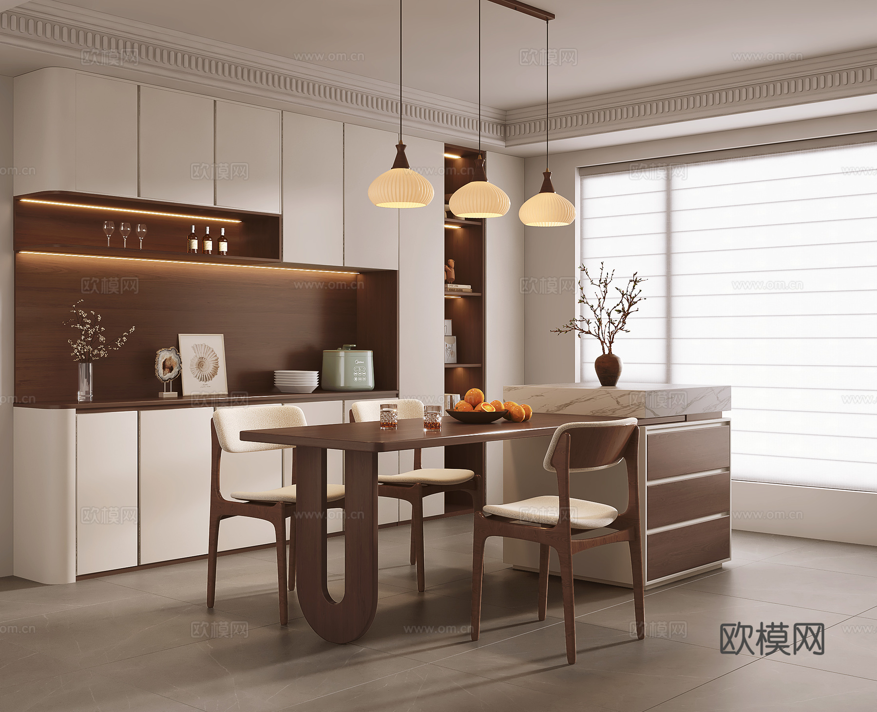 中古风餐厅su模型