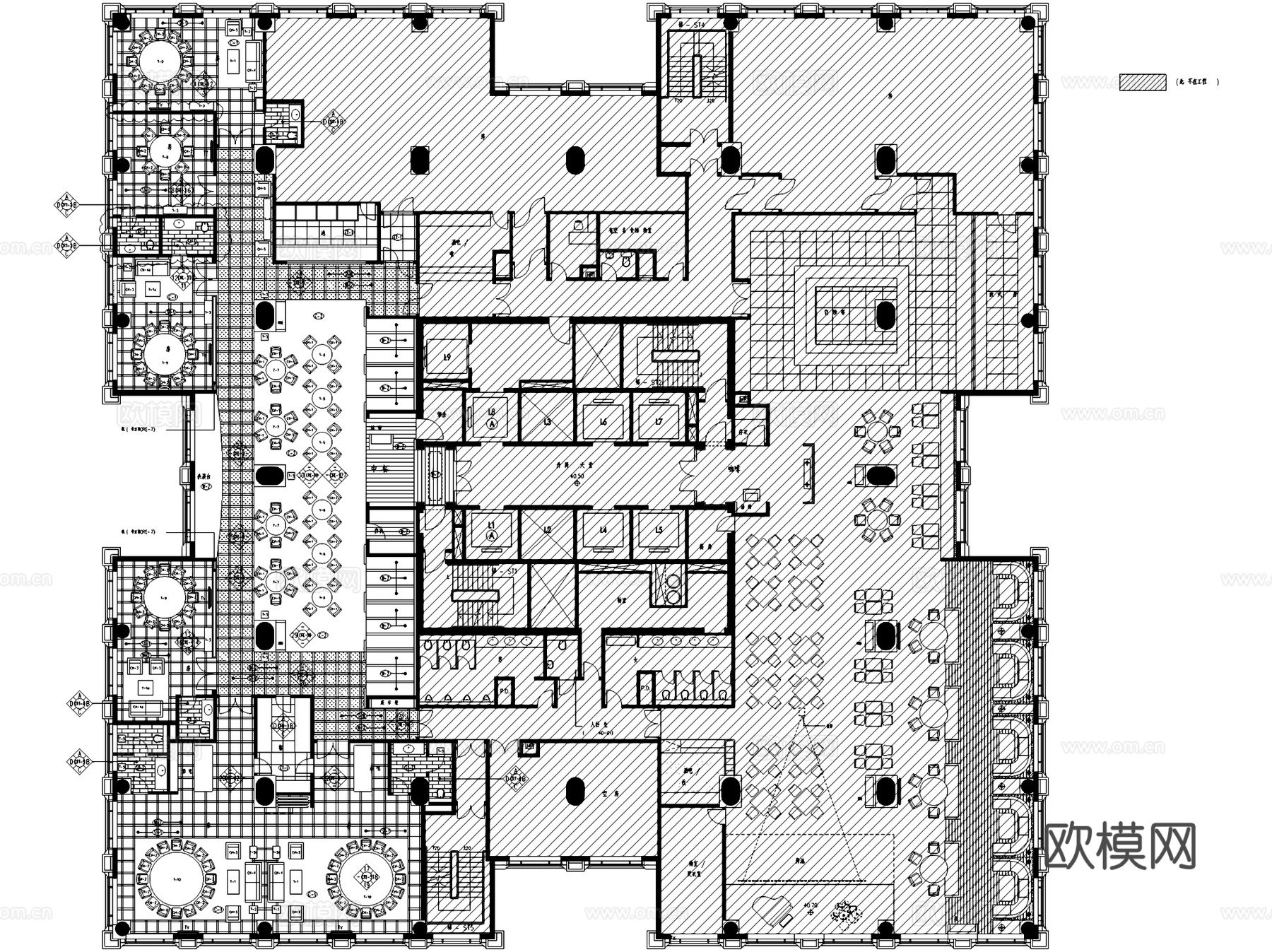 澳门英皇娱乐酒店中餐厅室内工装CAD施工图cad施工图
