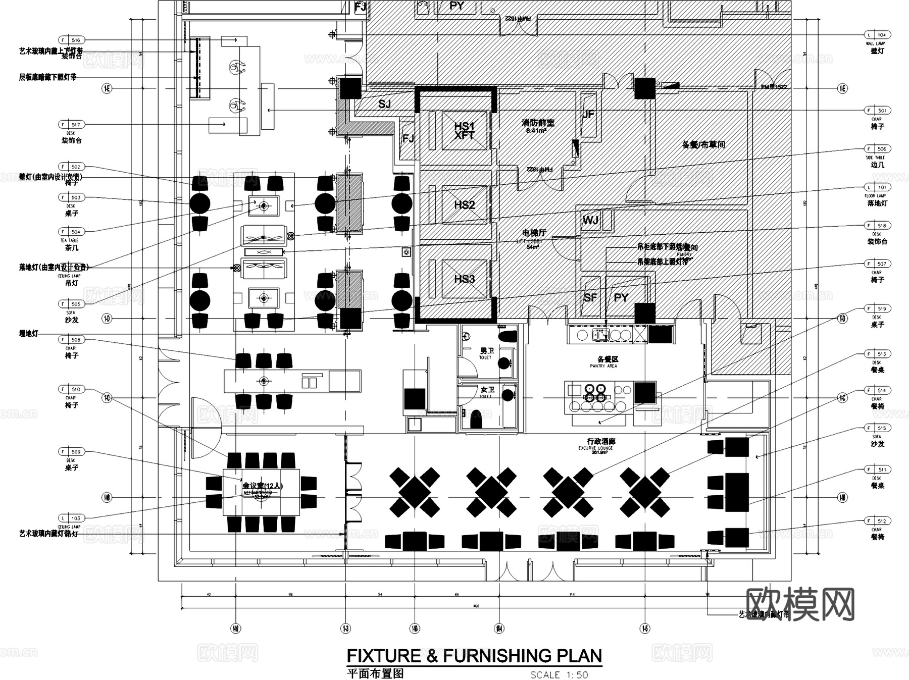 深圳机场希尔顿逸林酒店室内工装平面CAD施工图cad施工图