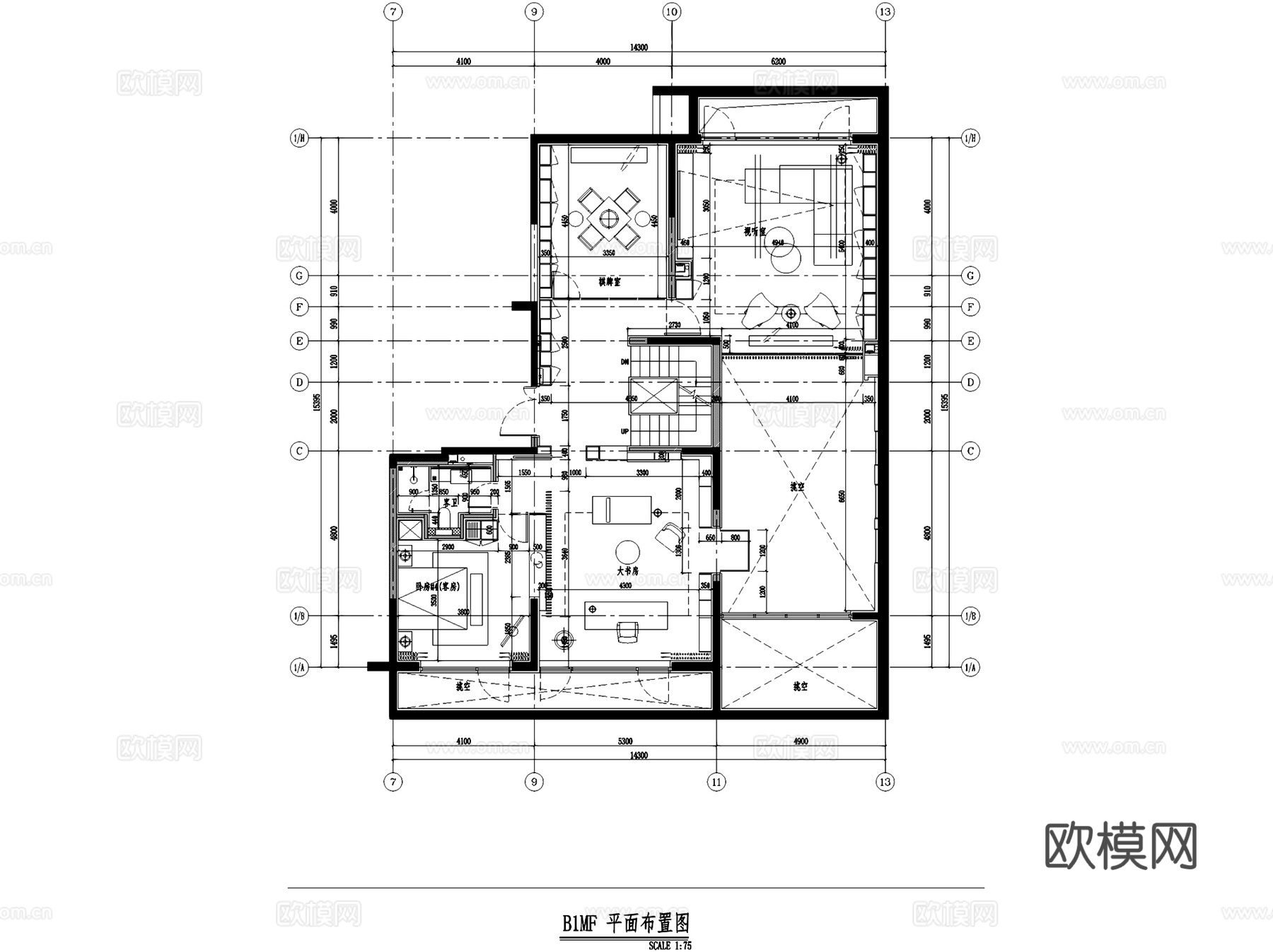 郑州融创天璟园中原壹号院5#220户型跃层样板房室内家装cad施工图