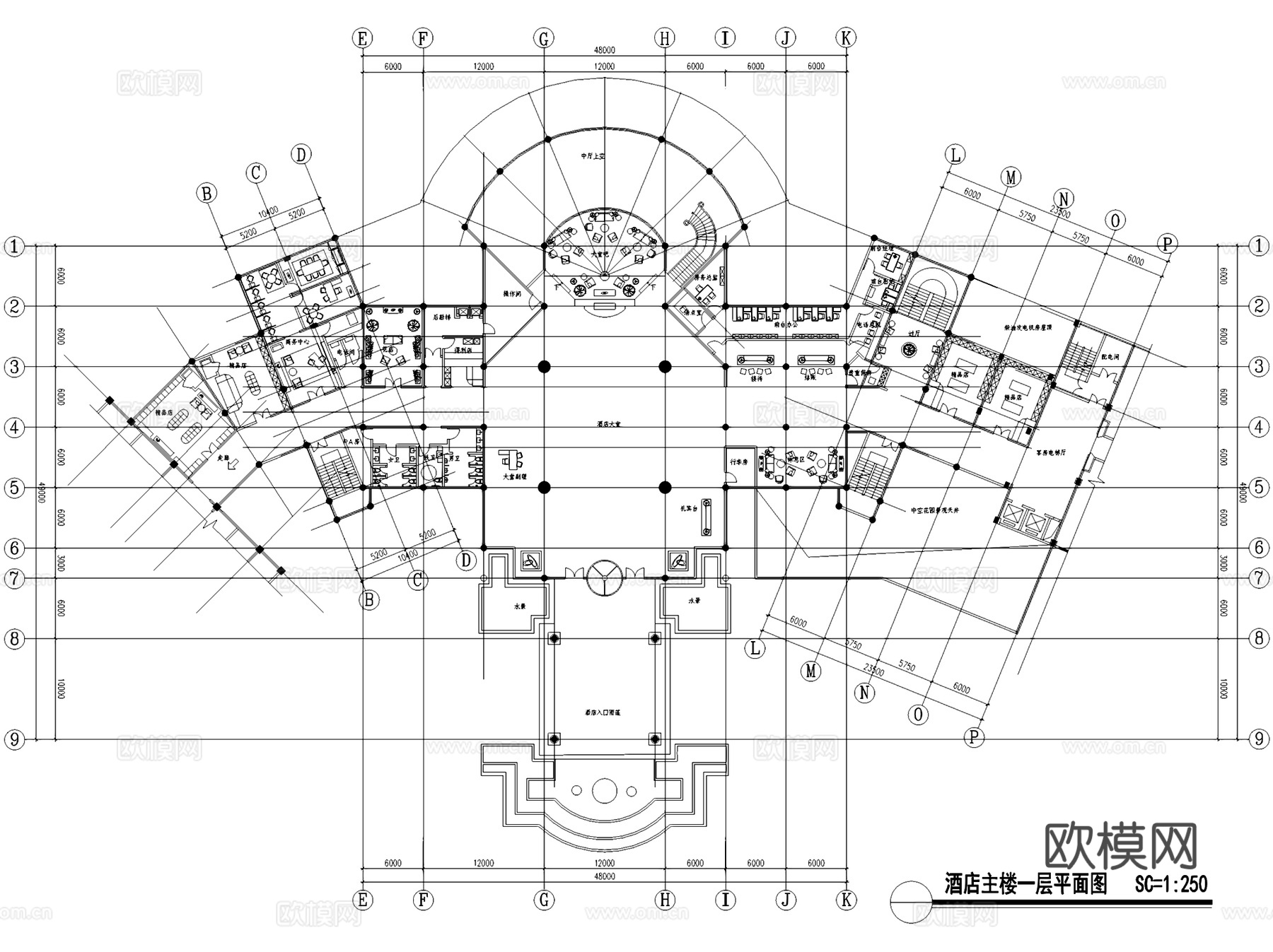 兴化温泉度假酒店建筑CAD施工图cad施工图