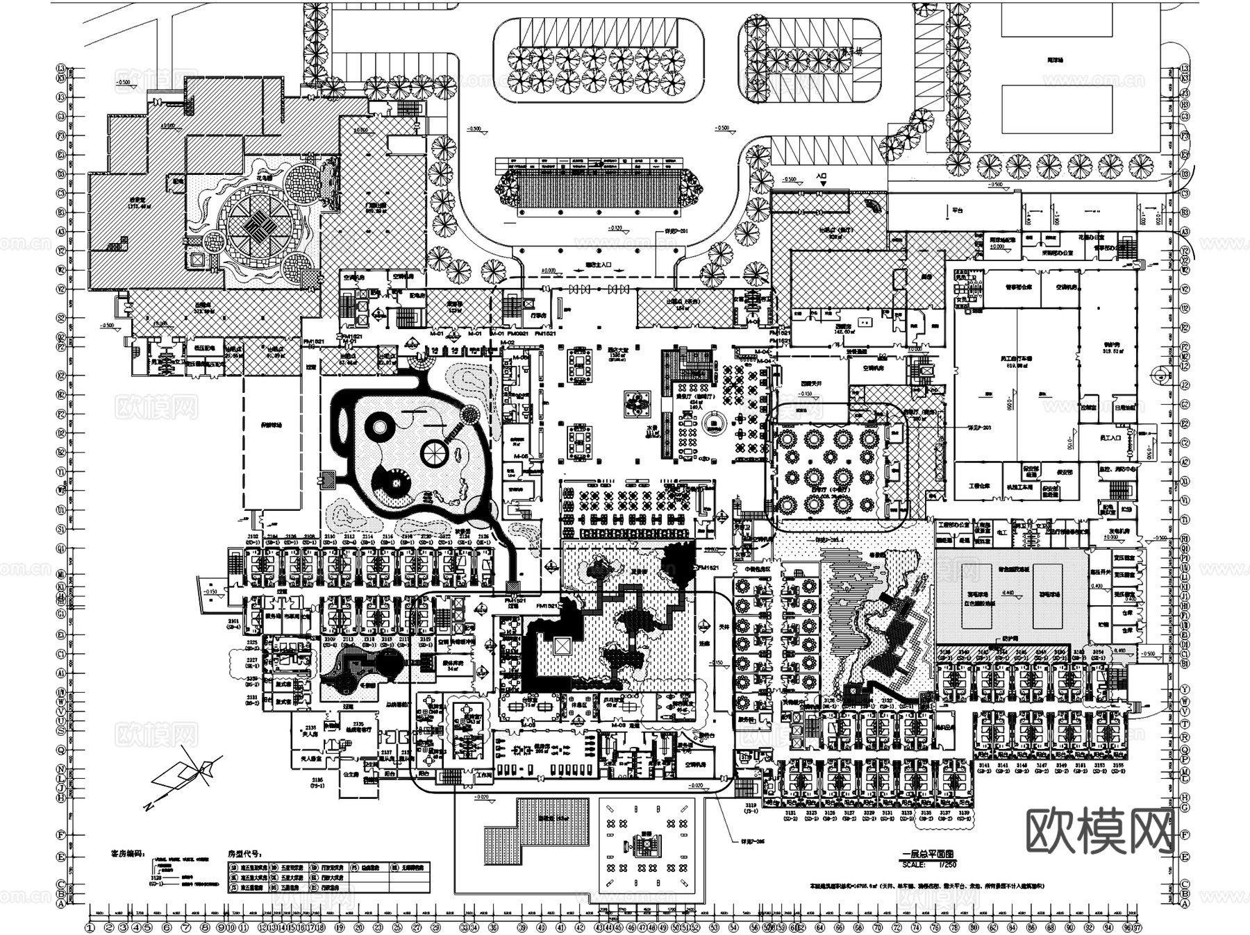 桂山大酒店室内工装平面系统图CAD施工图cad施工图