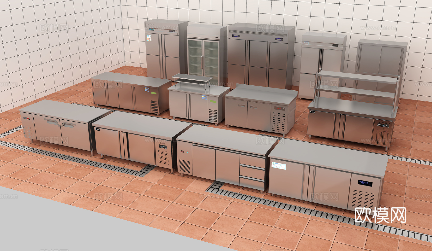 卧式冰柜 厨房冰箱3d模型下载（渲染图2）