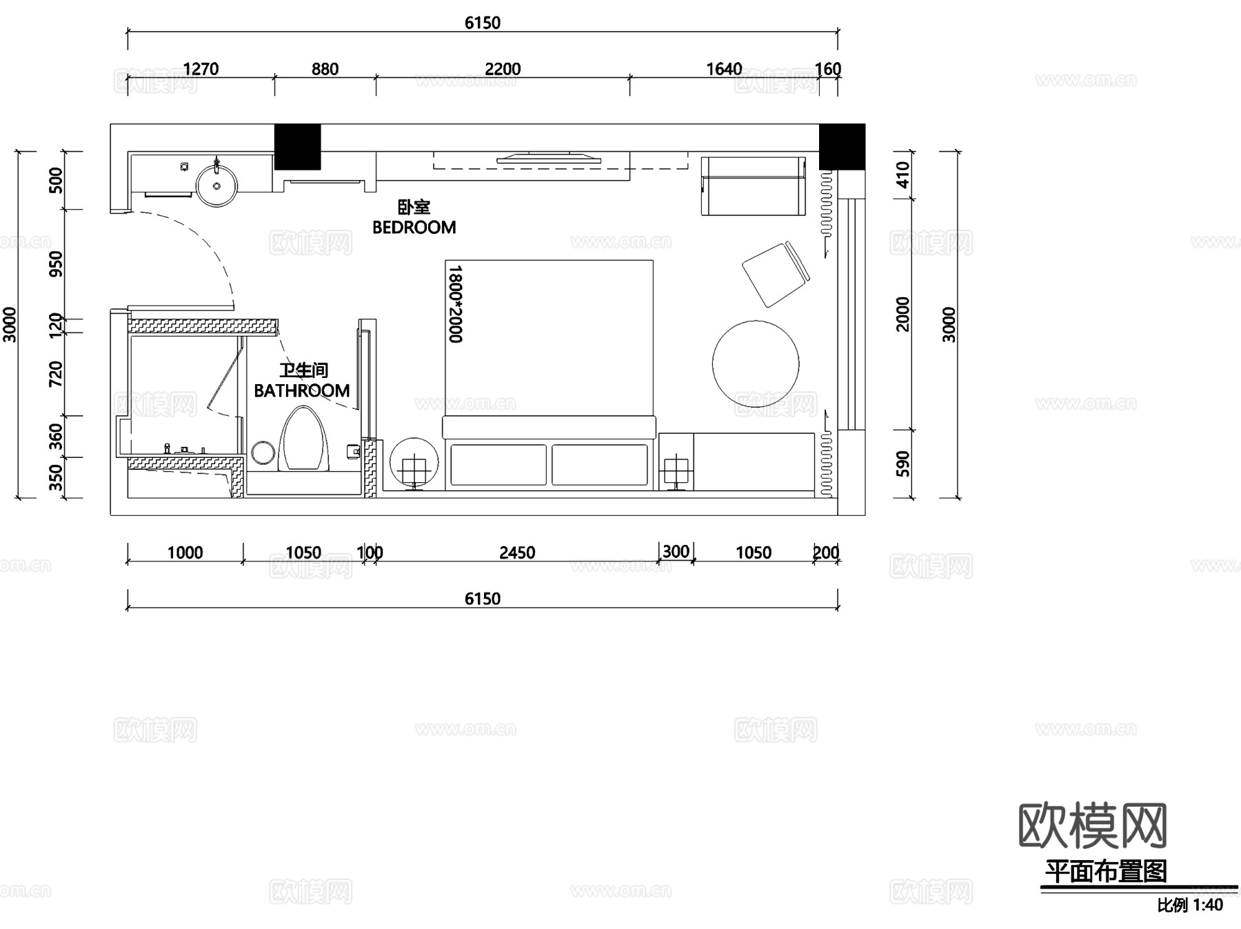 上海青浦亚朵轻居酒店客房室内工装CAD施工图cad施工图