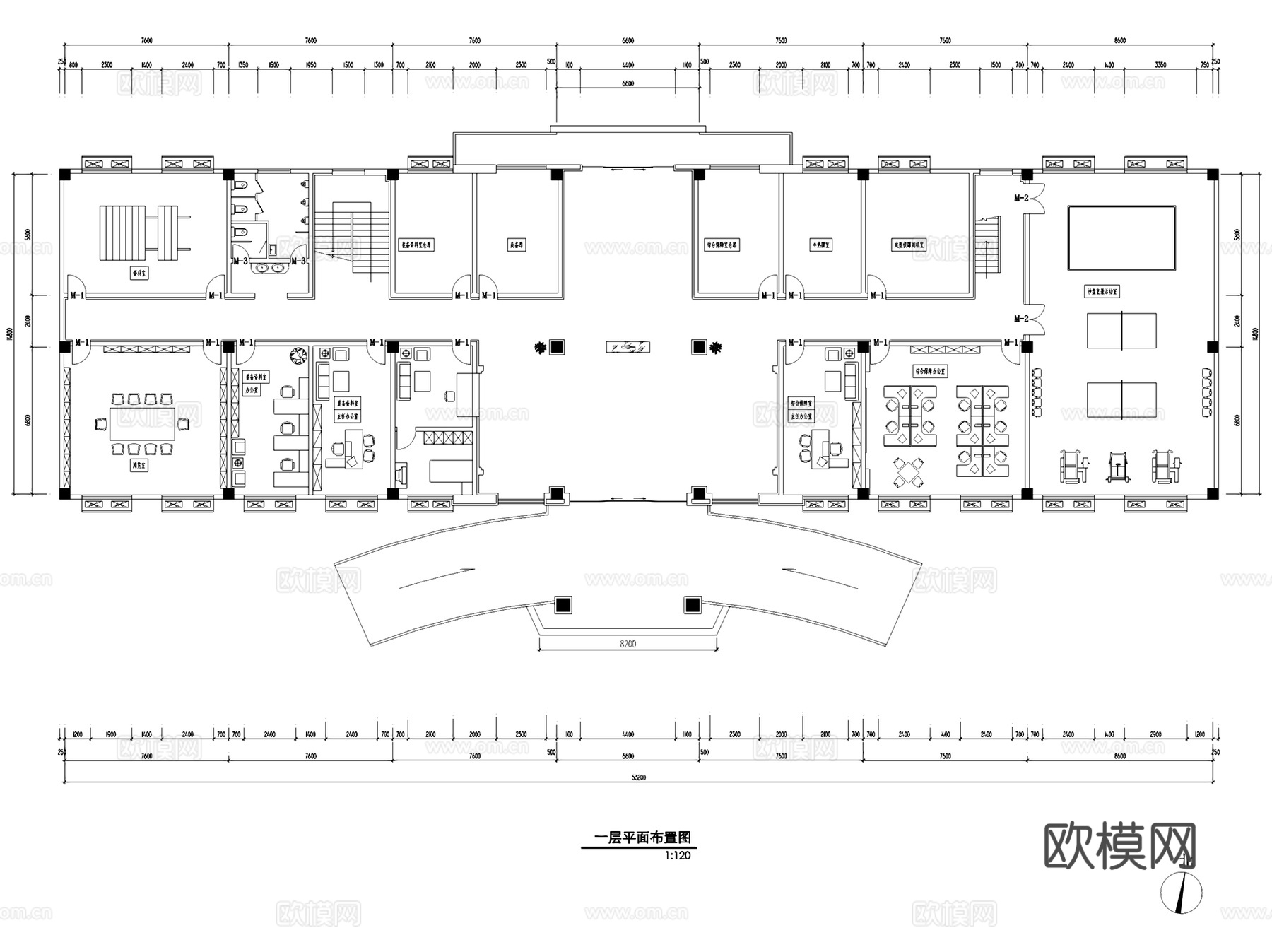 73608部队综合作业楼办公室室内工装CAD施工图整套cad施工图