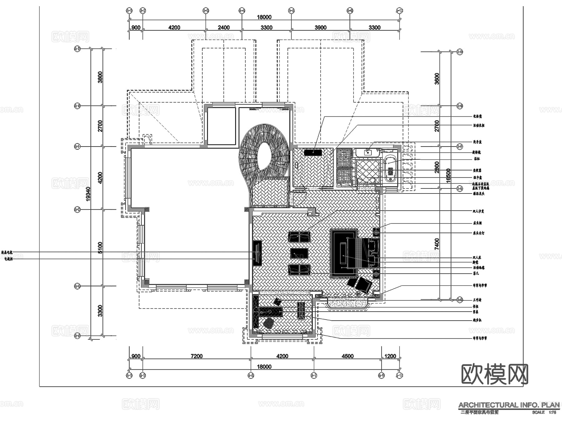 长白山度假区酒店式公寓D2别墅室内家装CAD施工图整套cad施工图