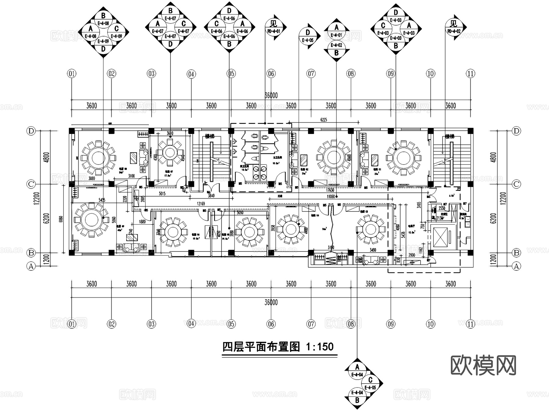 义乌秀湖春天酒店公区室内工装CAD施工图cad施工图