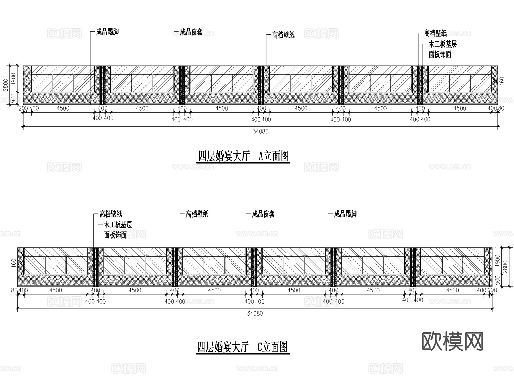 酒店宴会厅包间室内工装CAD施工图cad施工图