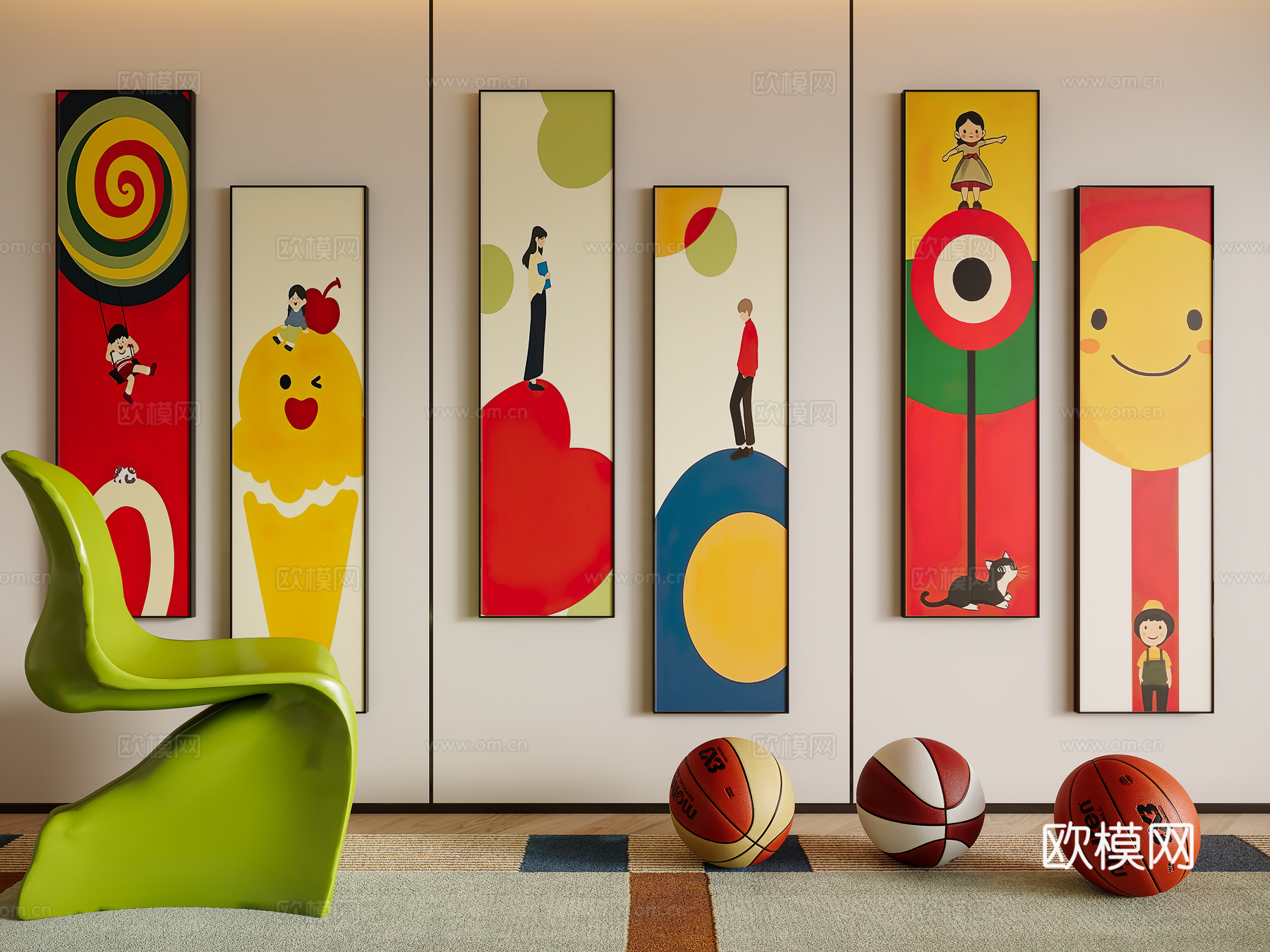 现代多巴胺装饰画su模型