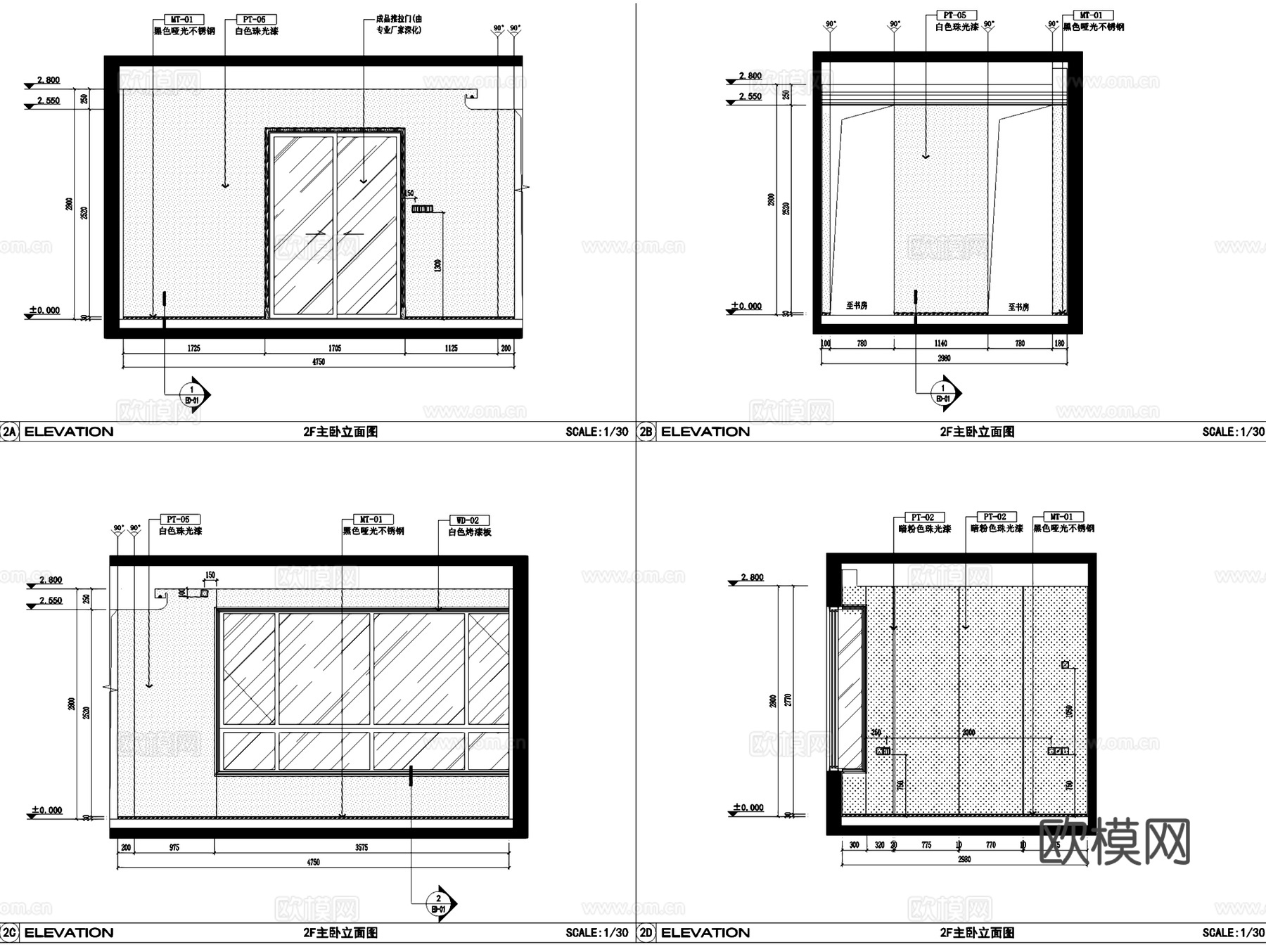 自在澜湾C1-E户型二层叠墅室内家装CAD施工图整套cad施工图