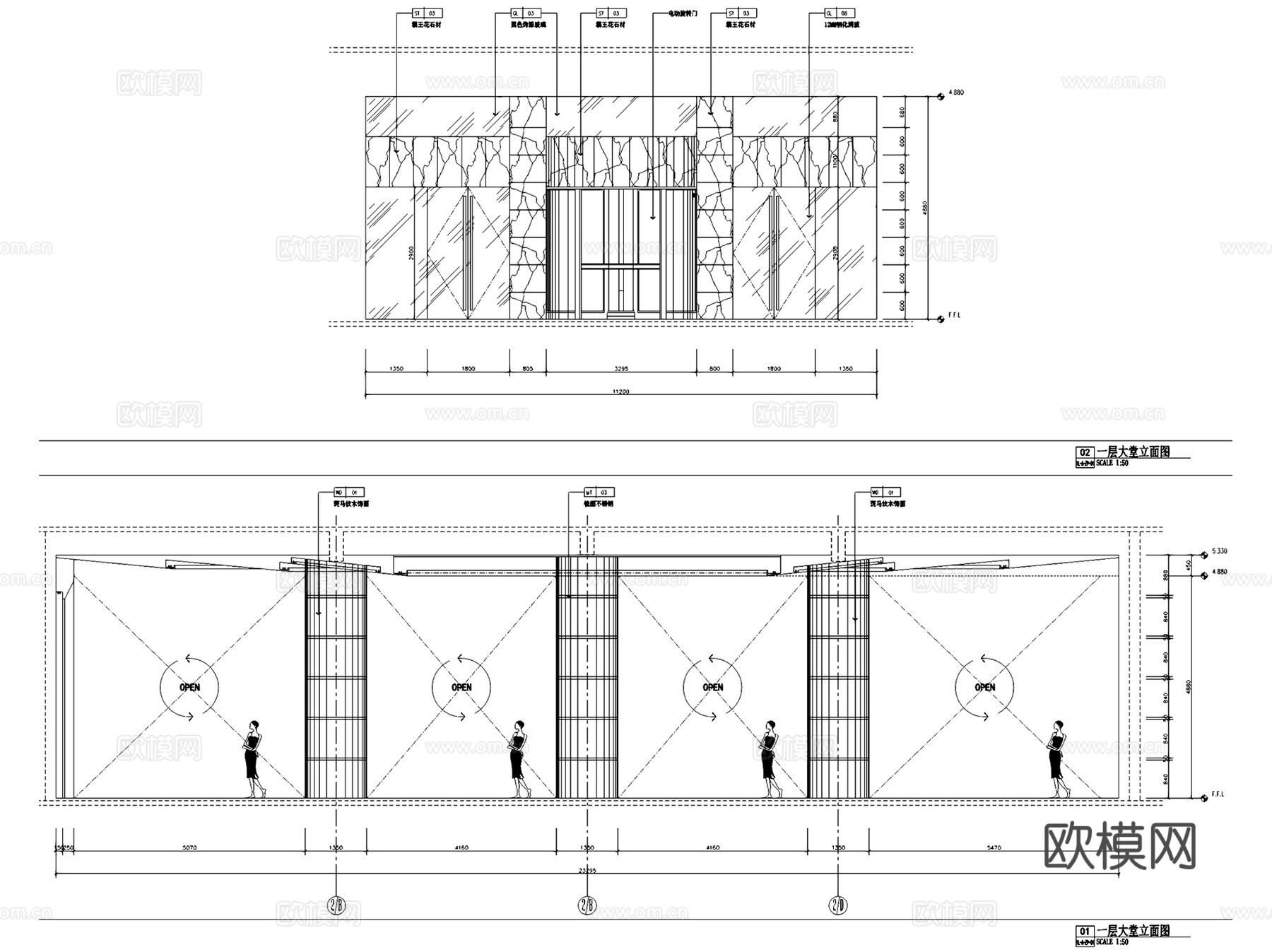 潜江钻石假日酒店一二层公区室内工装CAD施工图cad施工图
