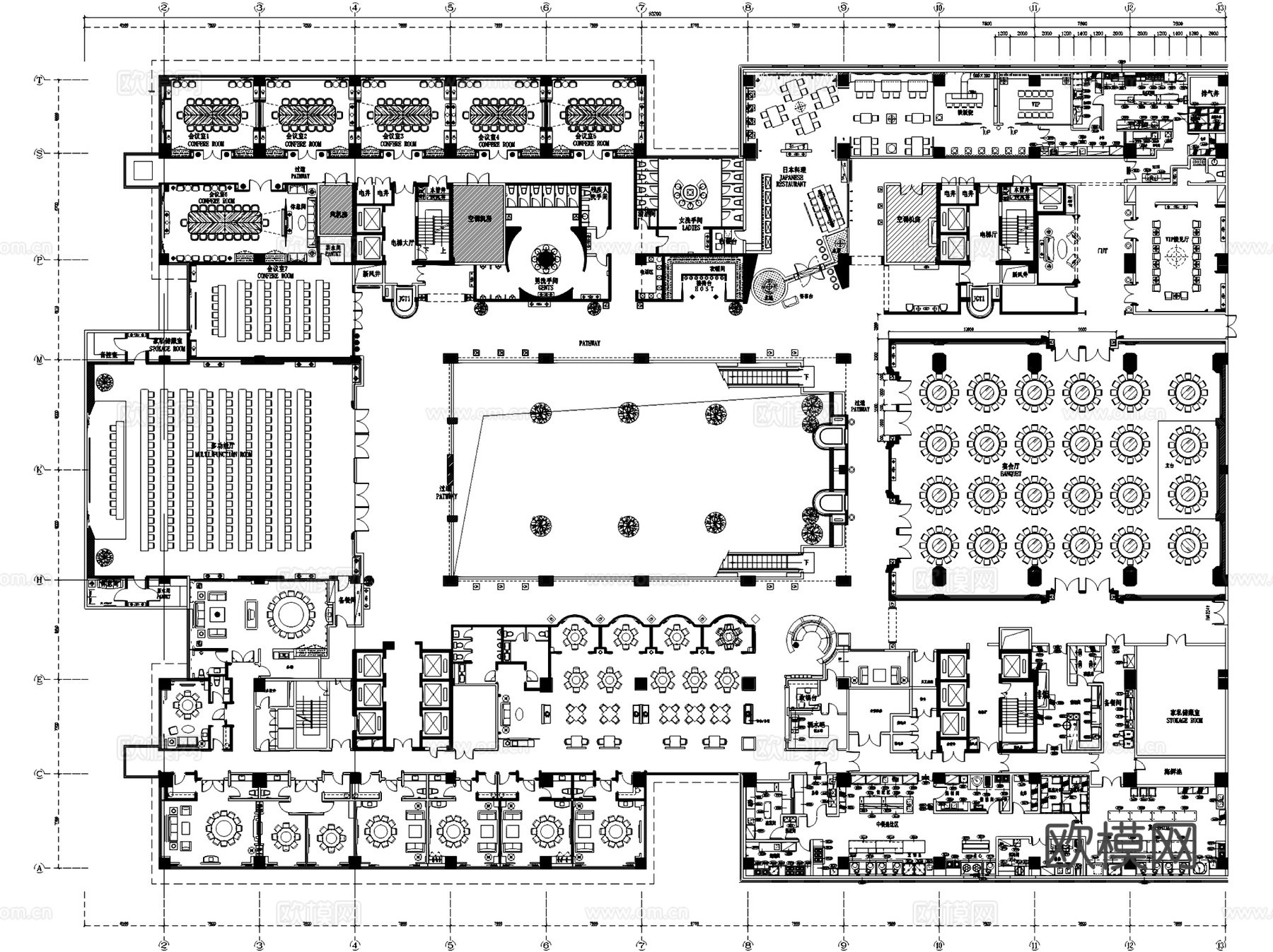 申基会展国际索菲特大酒店室内平面CAD施工图cad施工图