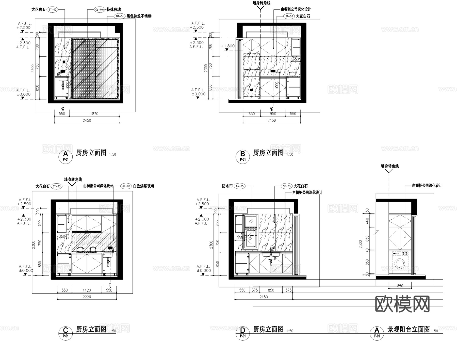 中山雅居乐富华西04区C-1户型三室两厅室内家装CAD施工图cad施工图