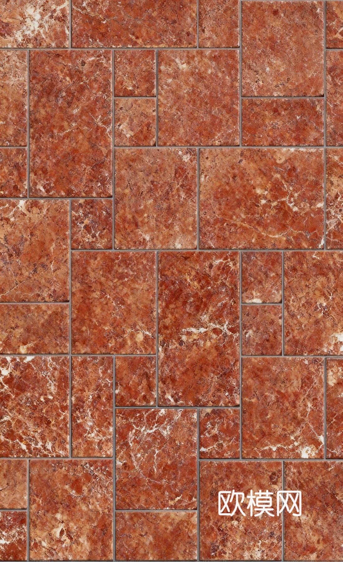红色大理石拼花 红色仿古砖罗马拼地砖 红色复古砖 中古风红砖