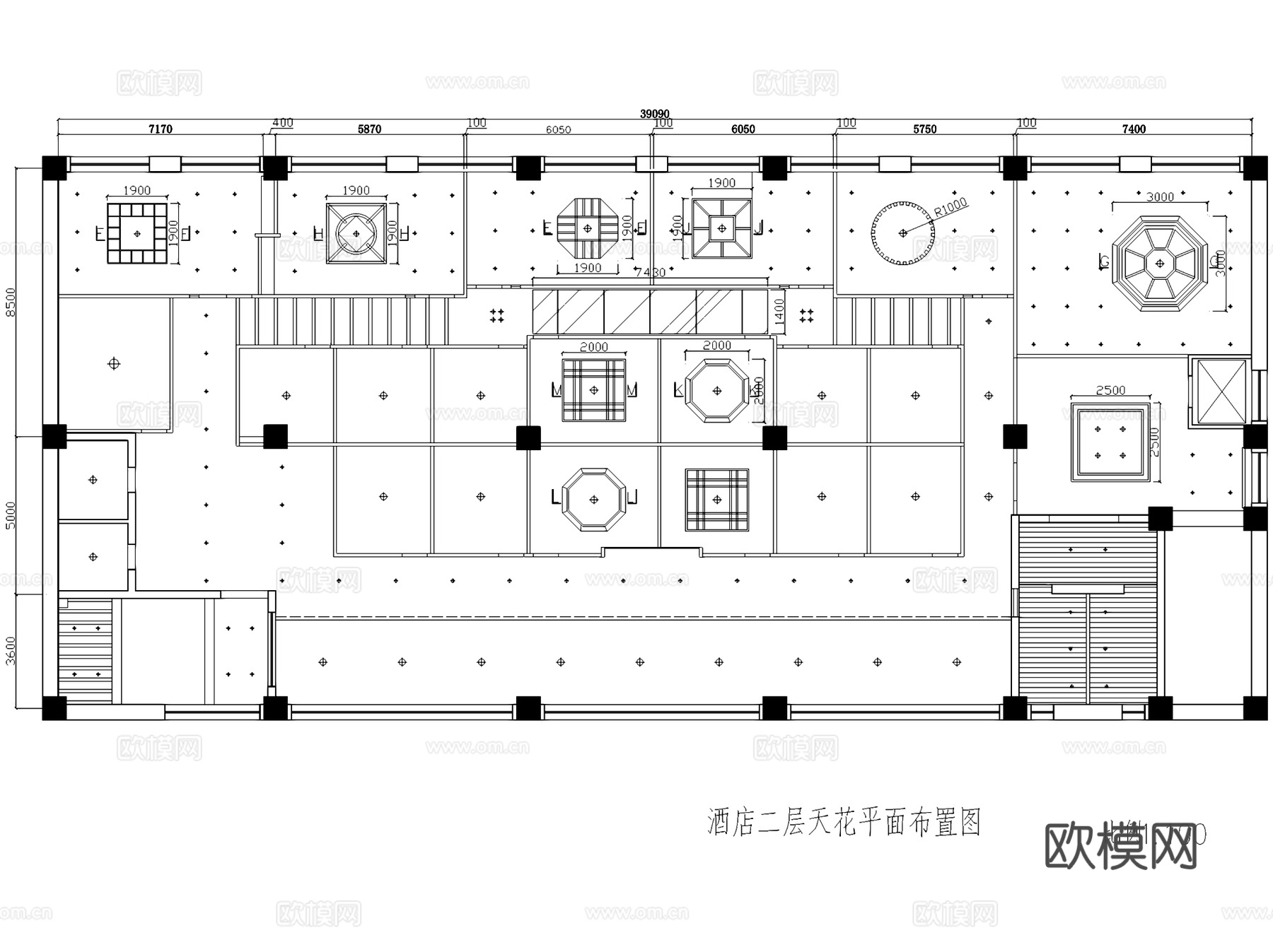 鄂菜楚风楼酒店室内工装平面天花CAD施工图cad施工图