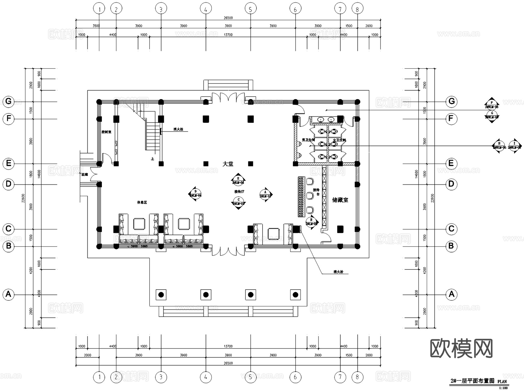 铜川牡丹人家同春养生酒店室内工装平面系统图CAD施工图cad施工图