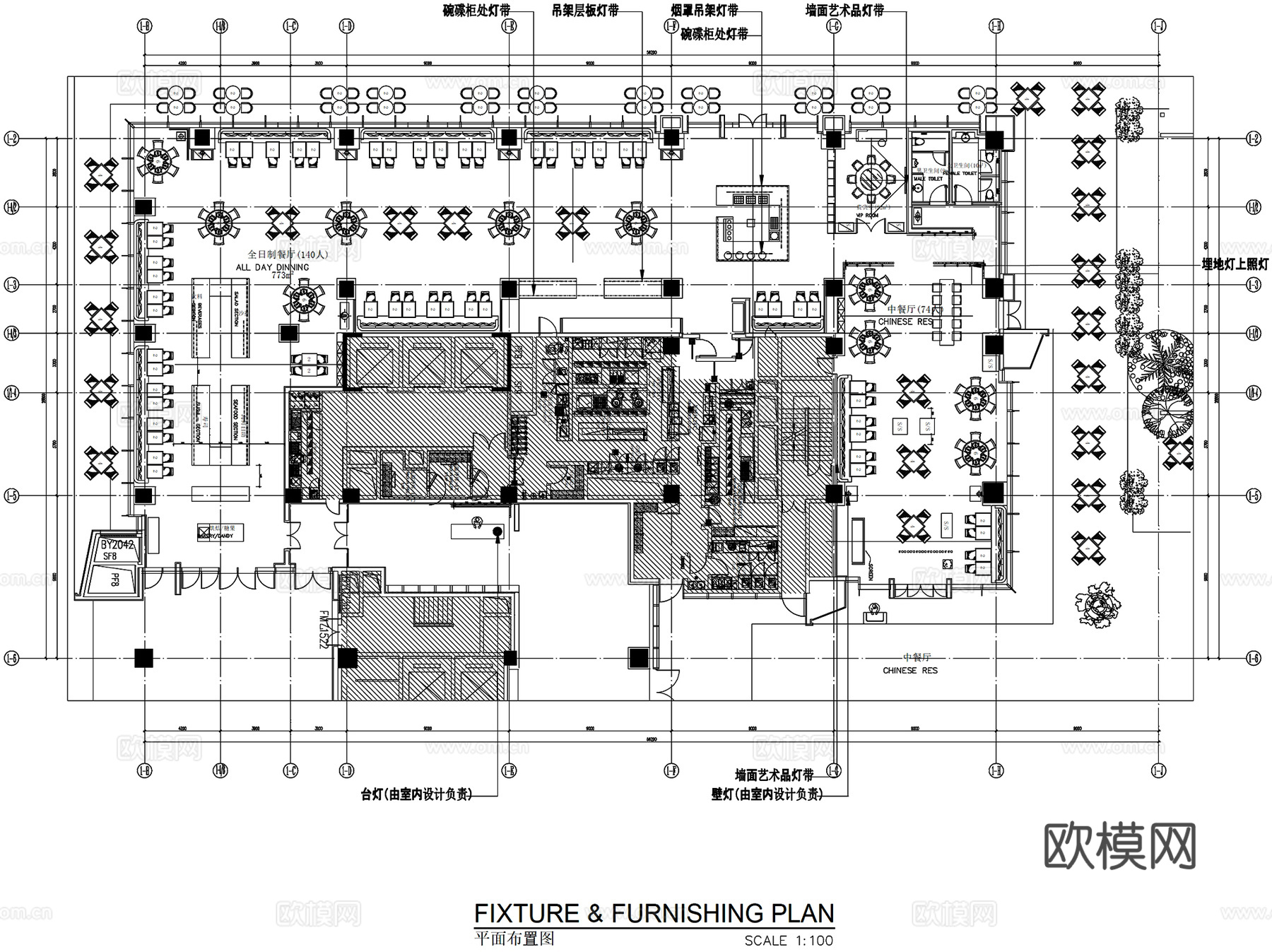 深圳机场希尔顿逸林酒店室内工装平面CAD施工图cad施工图