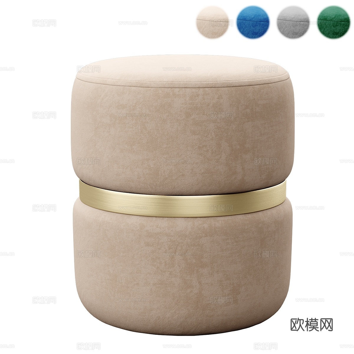 tov品牌Yamma天鹅绒脚凳3d模型下载