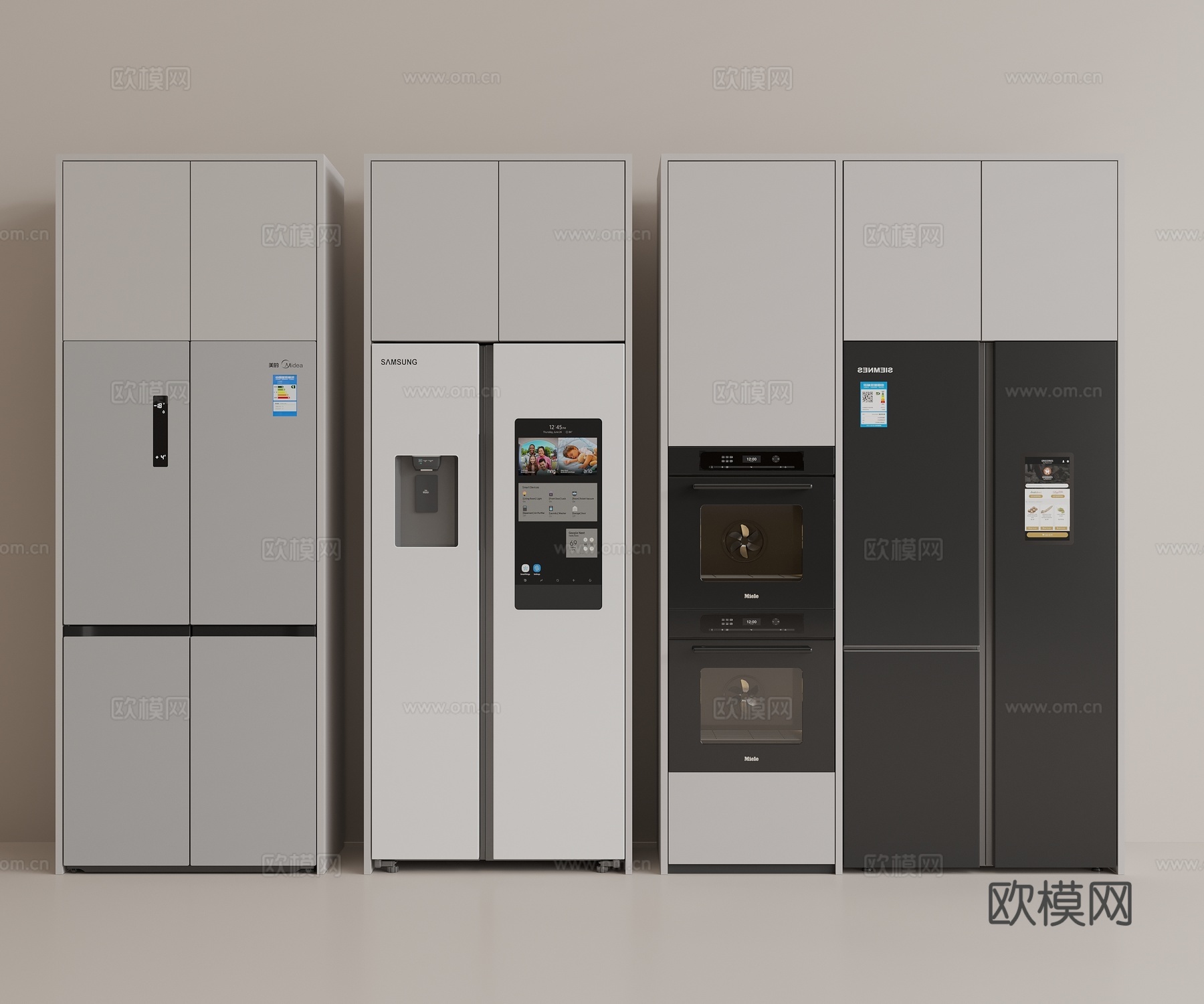 双开门冰箱 十字门冰箱 智能冰箱su模型