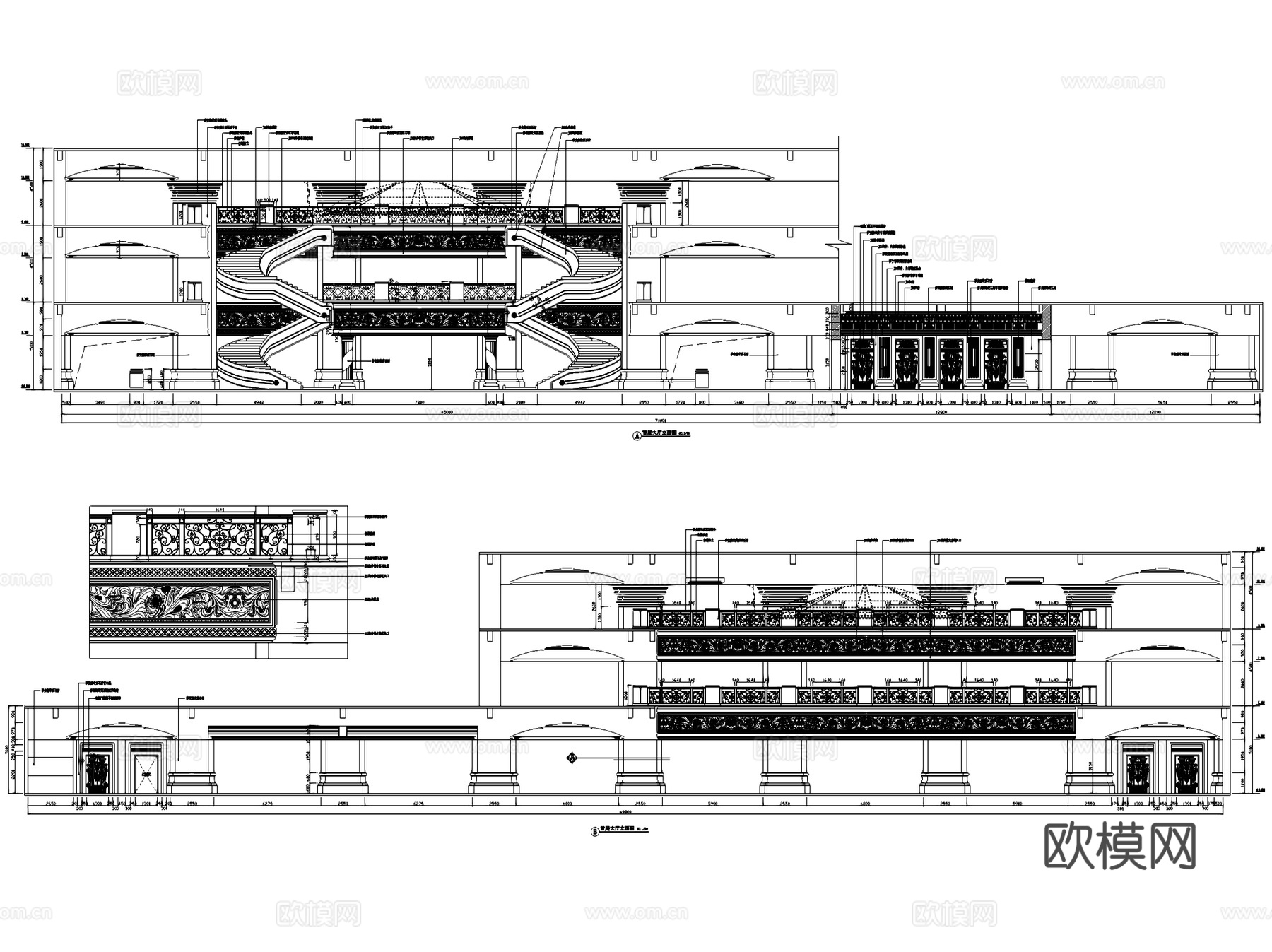 家富国际大酒店室内工装CAD施工图cad施工图