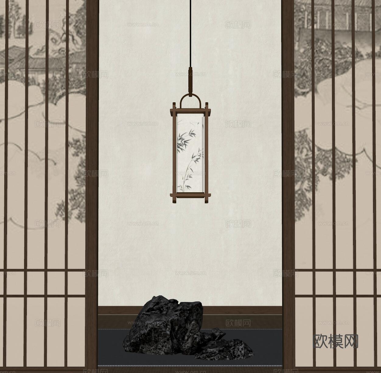 宋式吊灯 吊灯 装饰吊灯  小吊灯  艺术吊灯su模型