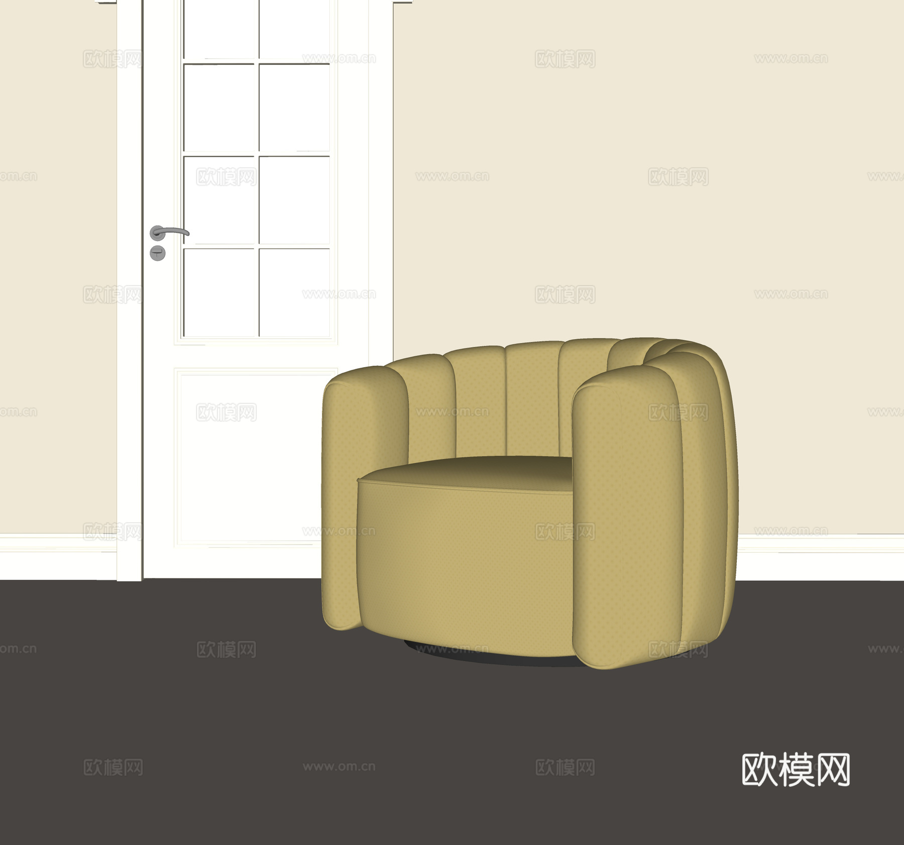 法式奶油沙发su模型