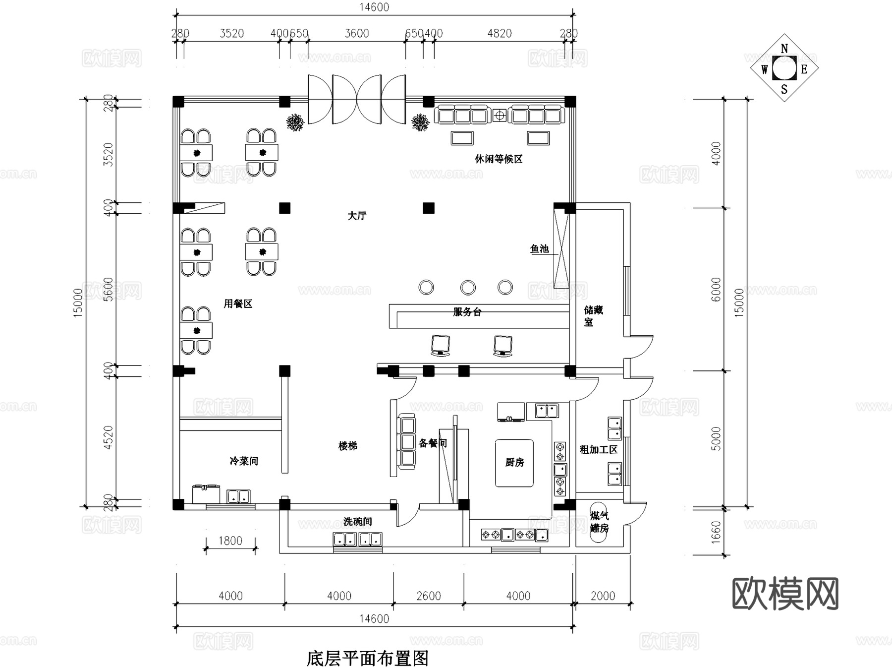 四甲大酒店餐厅室内工装CAD施工图cad施工图